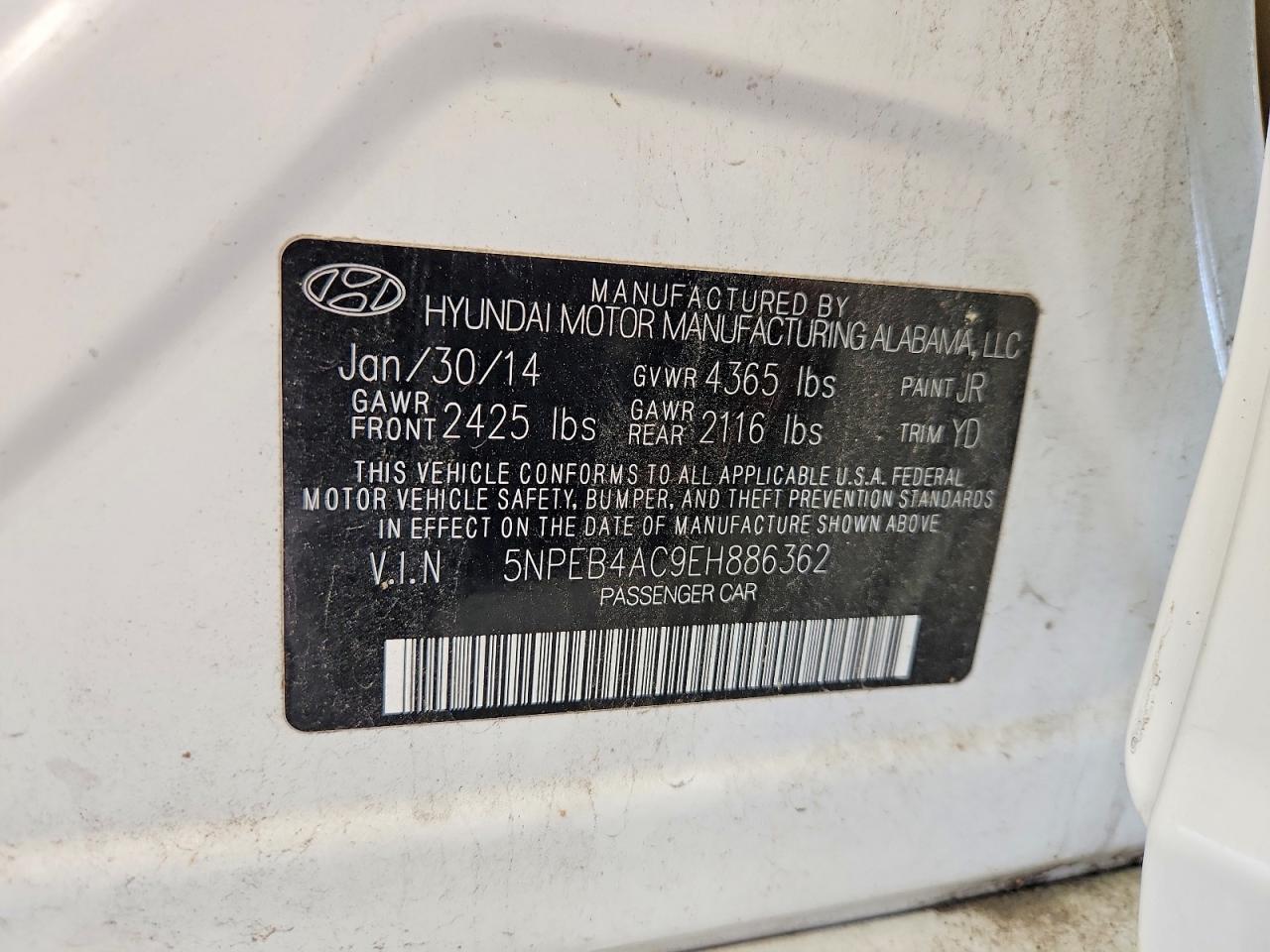 2014 Hyundai Sonata Gls White vin: 5NPEB4AC9EH886362