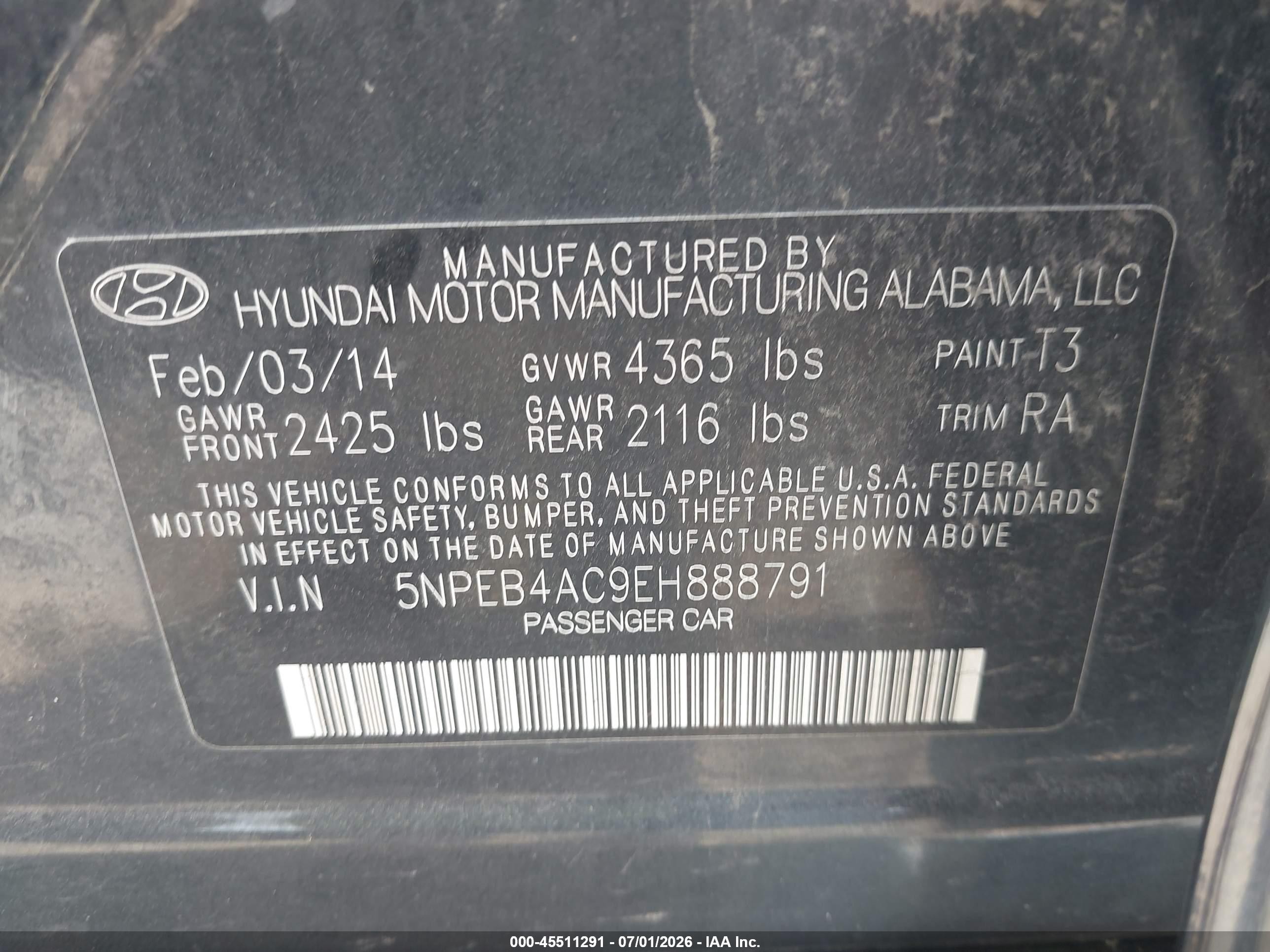 2014 Hyundai Sonata Gls Blue vin: 5NPEB4AC9EH888791