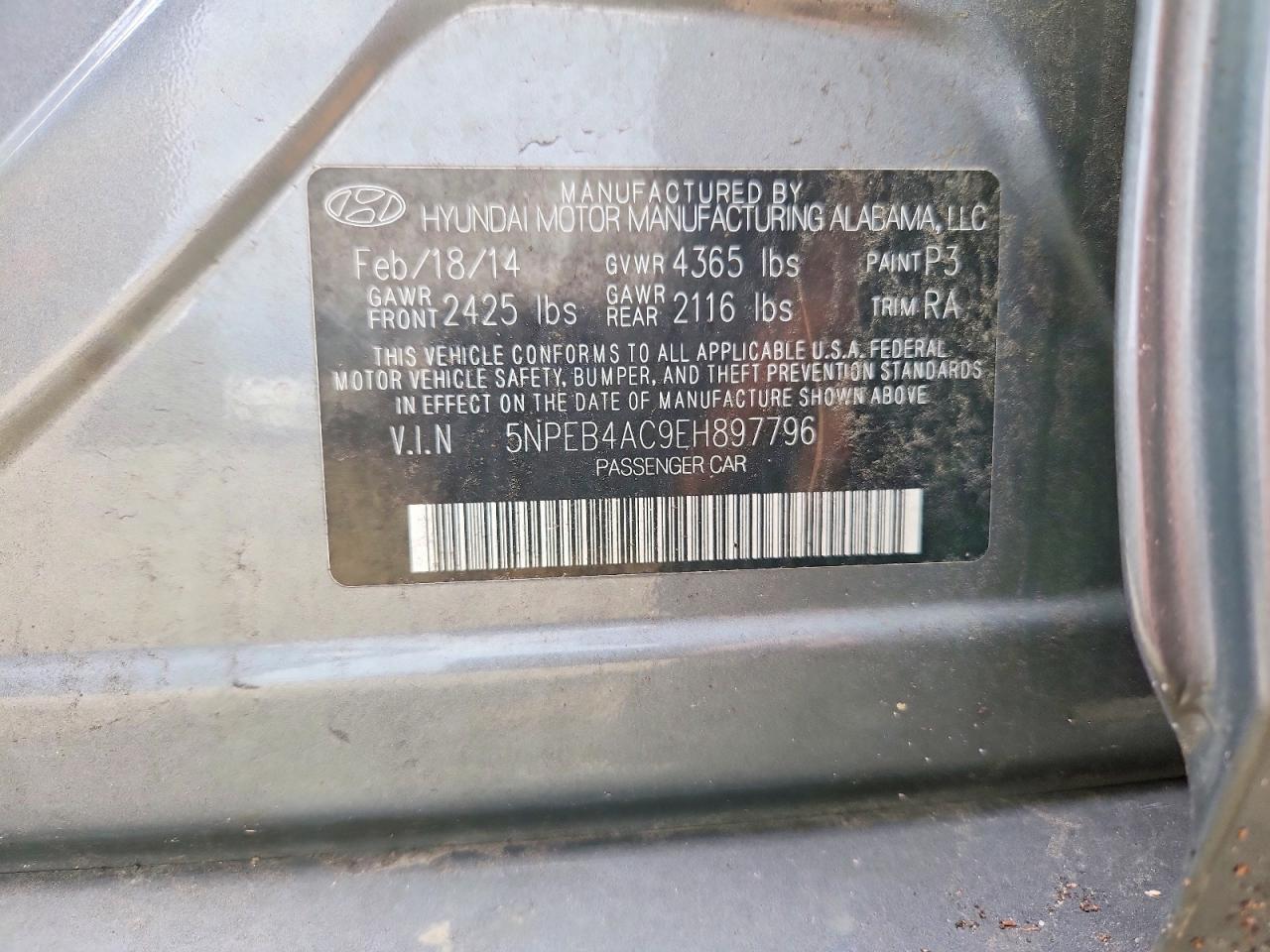 2014 Hyundai Sonata Gls Gray vin: 5NPEB4AC9EH897796