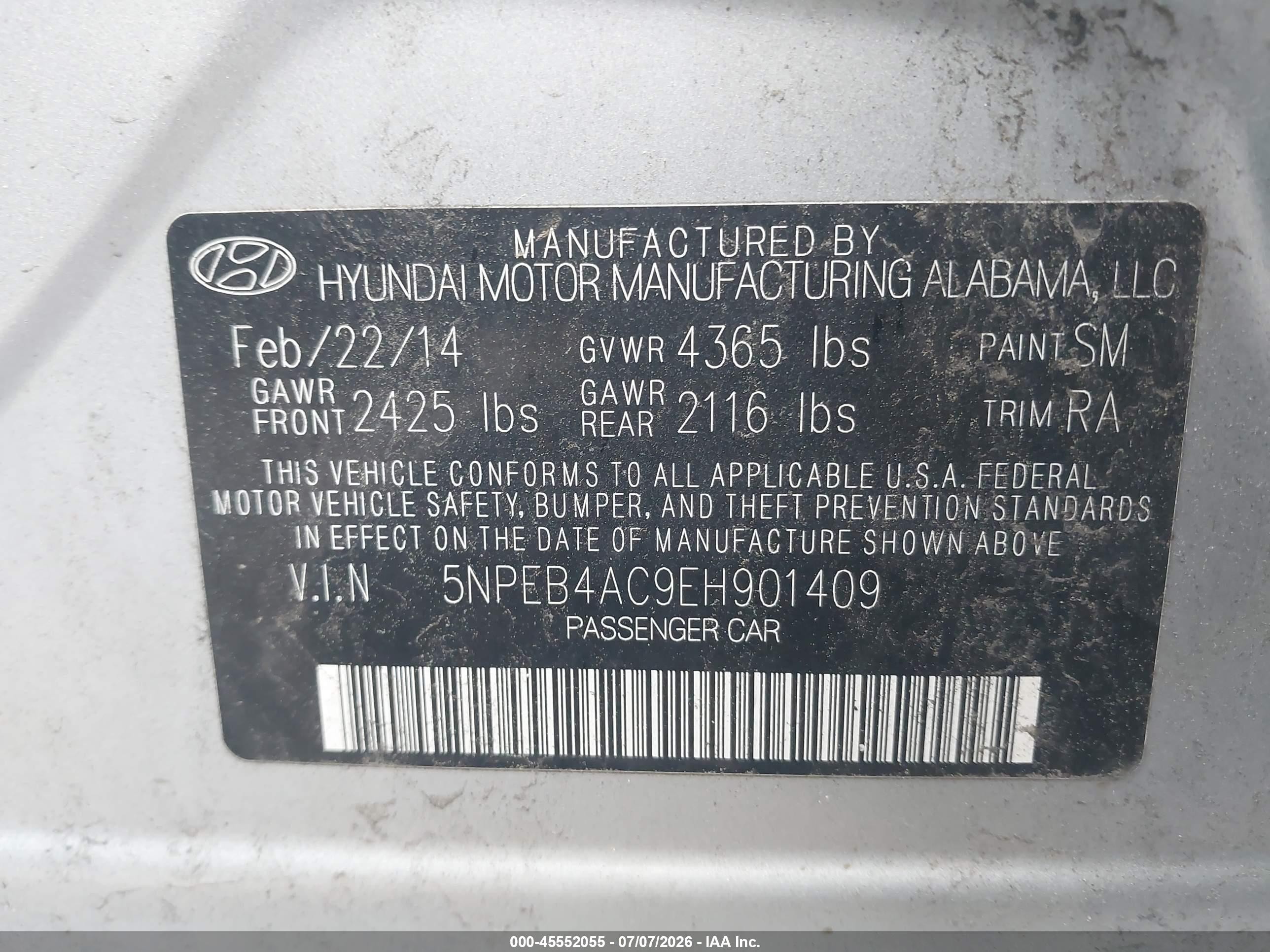 2014 Hyundai Sonata Gls Серебряный vin: 5NPEB4AC9EH901409