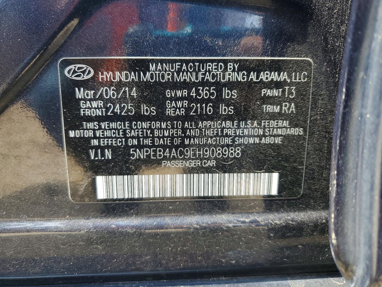 2014 Hyundai Sonata Gls Gray vin: 5NPEB4AC9EH908988