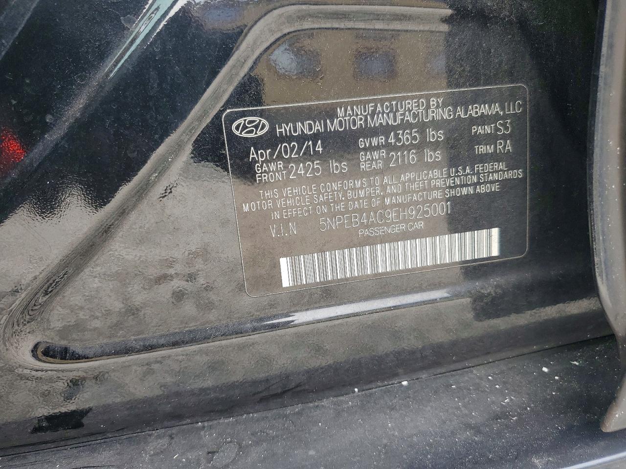 2014 Hyundai Sonata Gls Black vin: 5NPEB4AC9EH925001