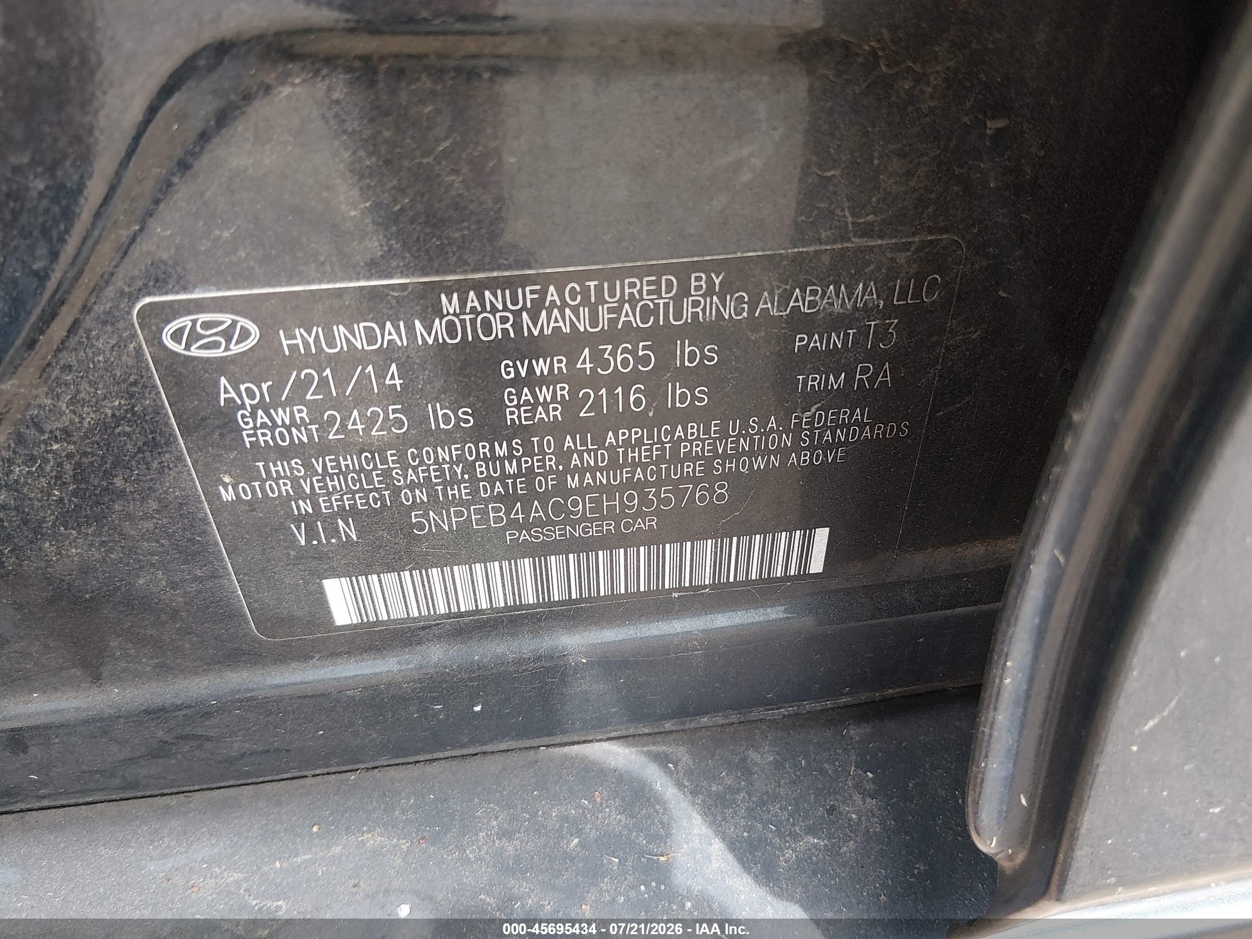 2014 Hyundai Sonata Gls Blue vin: 5NPEB4AC9EH935768