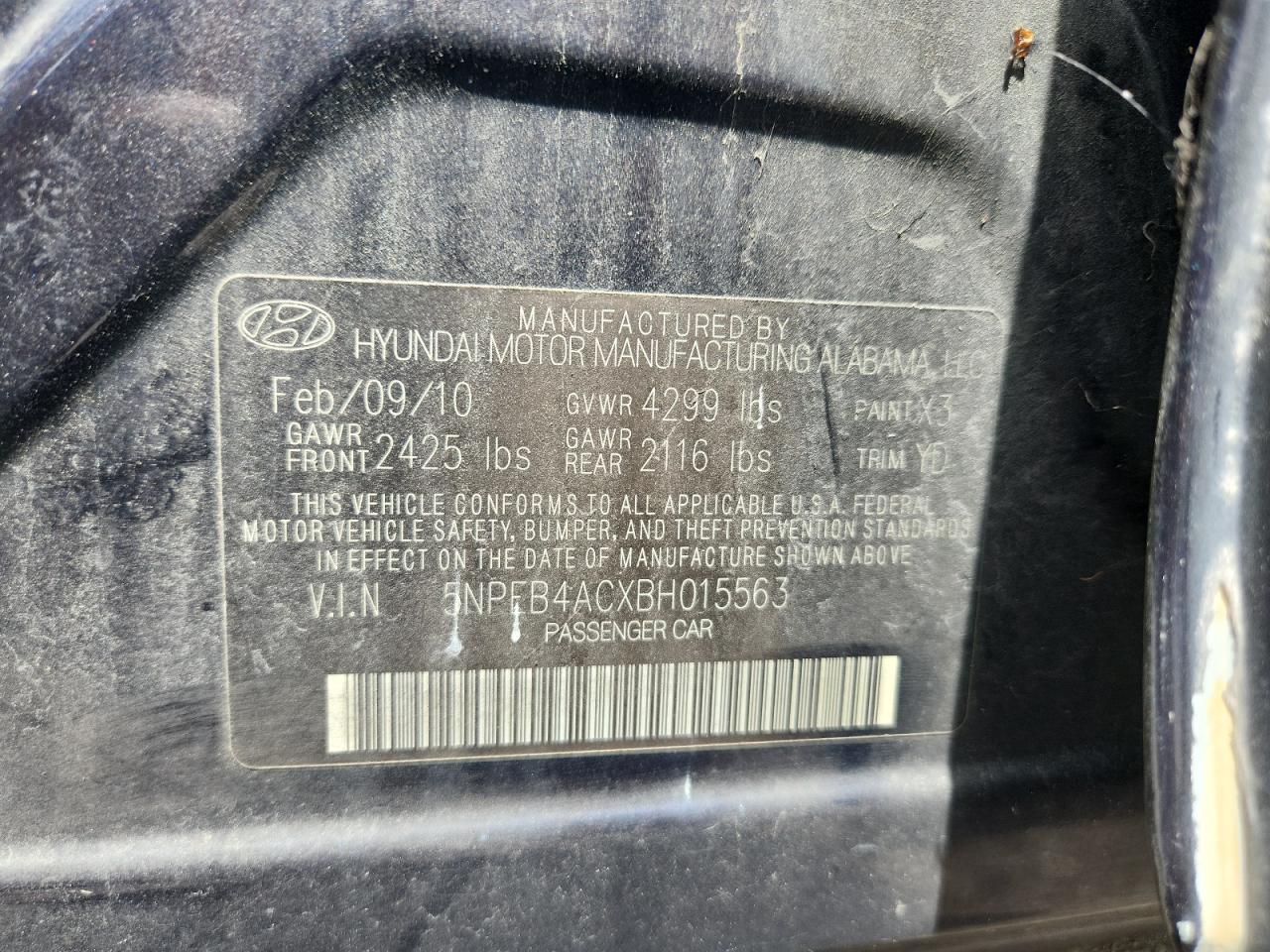 2011 Hyundai Sonata Gls Black vin: 5NPEB4ACXBH015563
