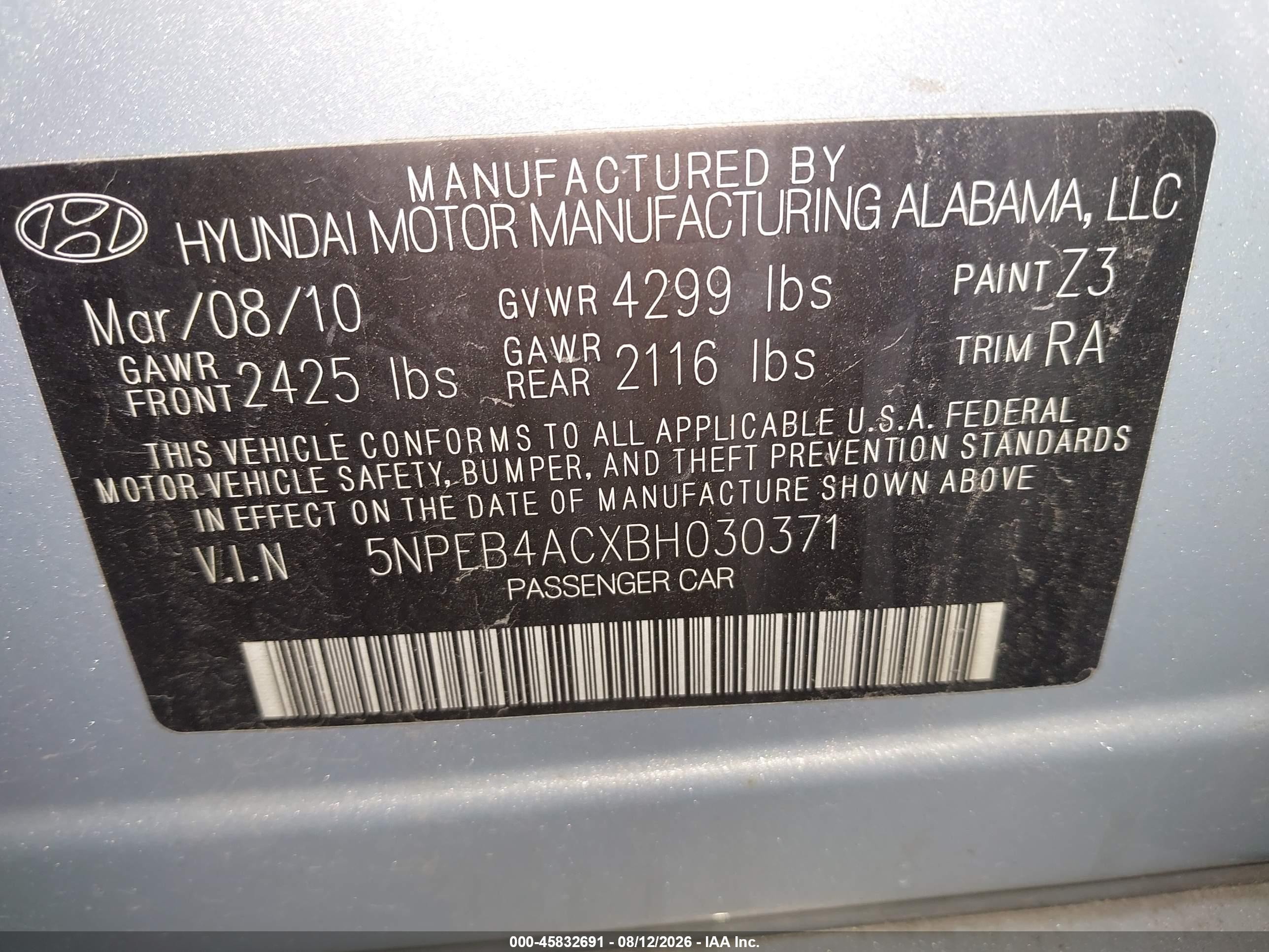 2011 Hyundai Sonata Gls Silver vin: 5NPEB4ACXBH030371