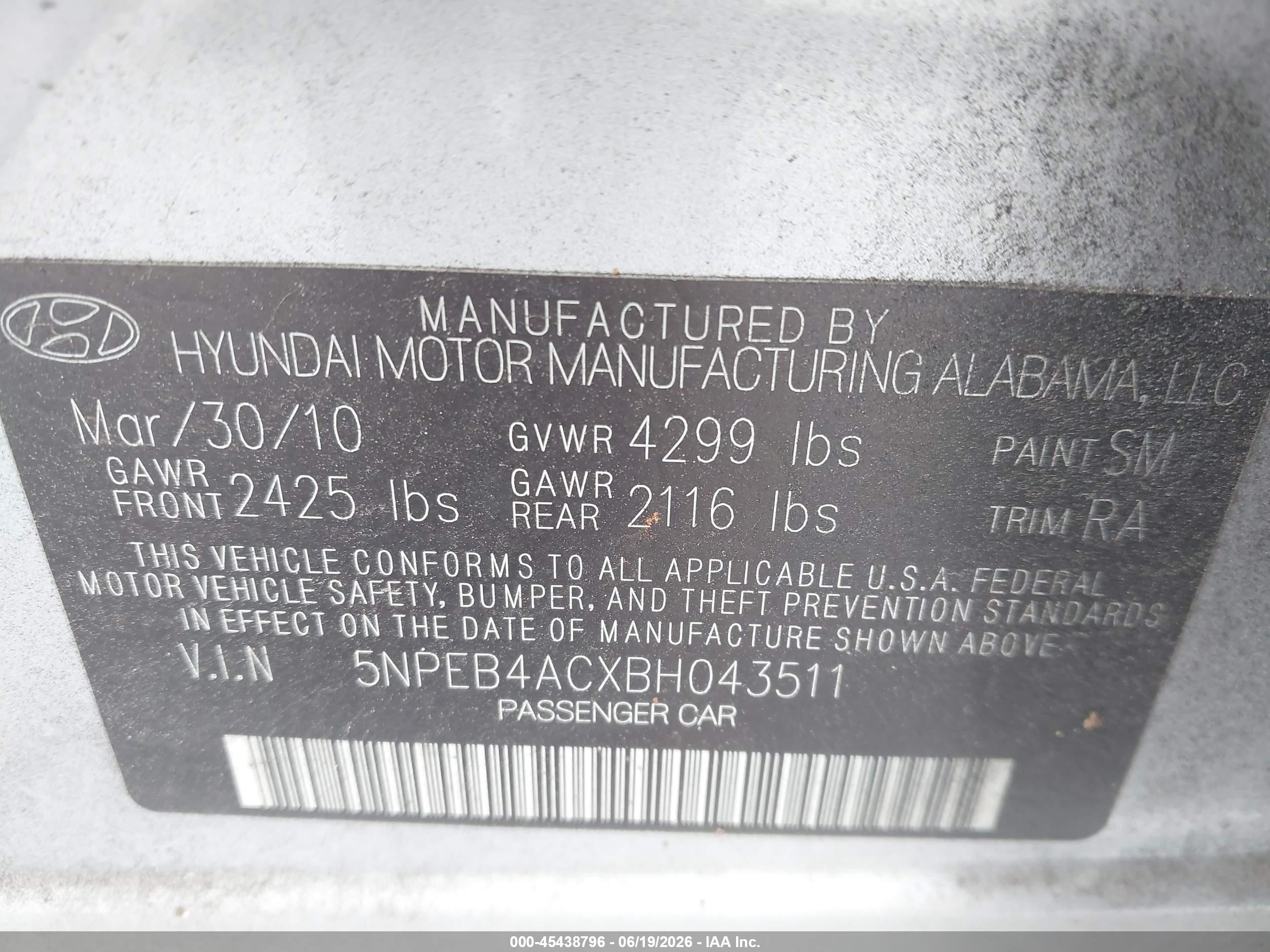 2011 Hyundai Sonata Gls Silver vin: 5NPEB4ACXBH043511