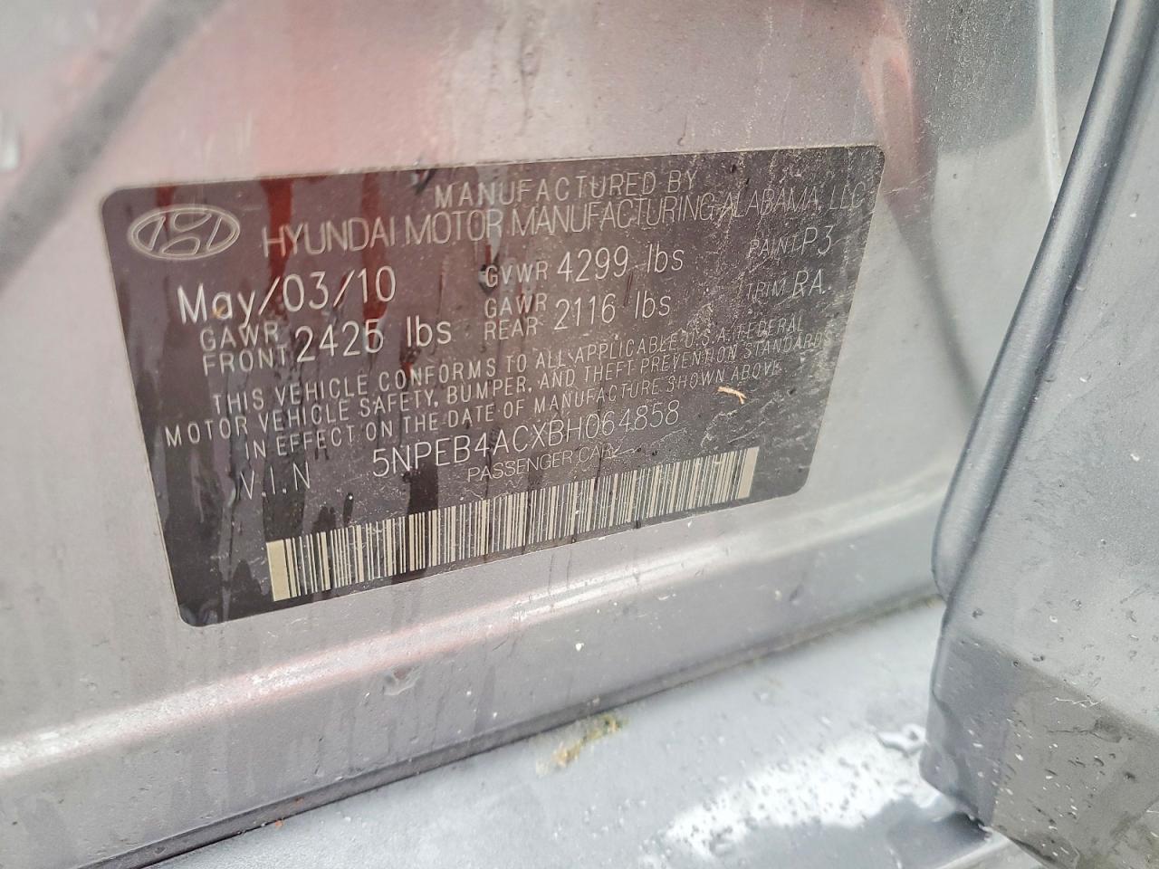 2011 Hyundai Sonata Gls Gray vin: 5NPEB4ACXBH064858