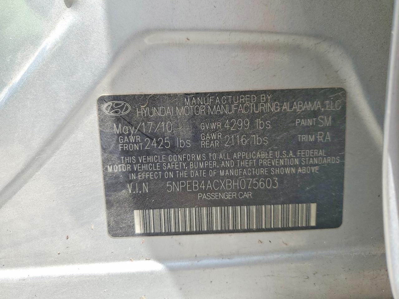 2011 Hyundai Sonata Gls Серебряный vin: 5NPEB4ACXBH075603