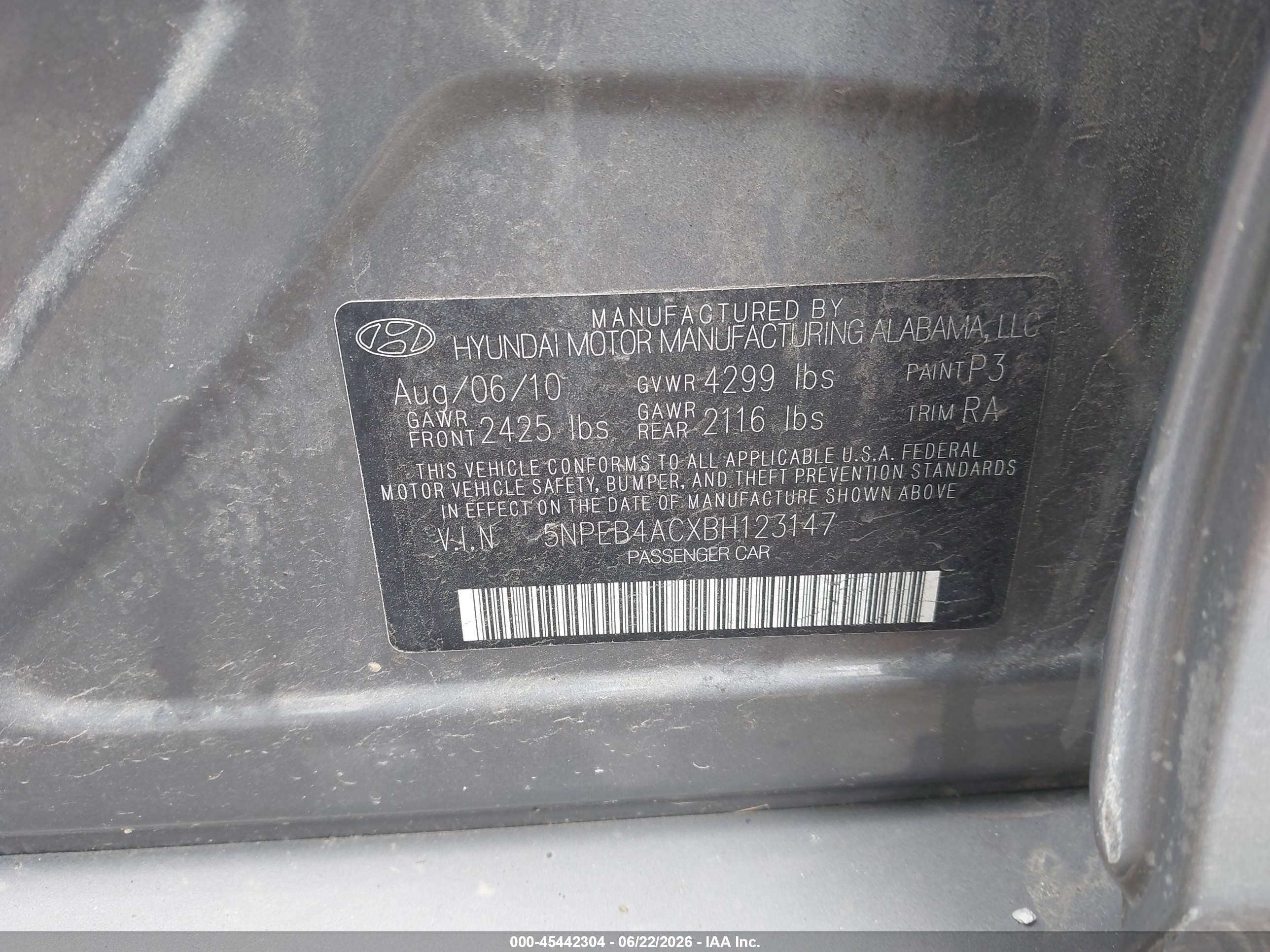2011 Hyundai Sonata Gls Gray vin: 5NPEB4ACXBH123147