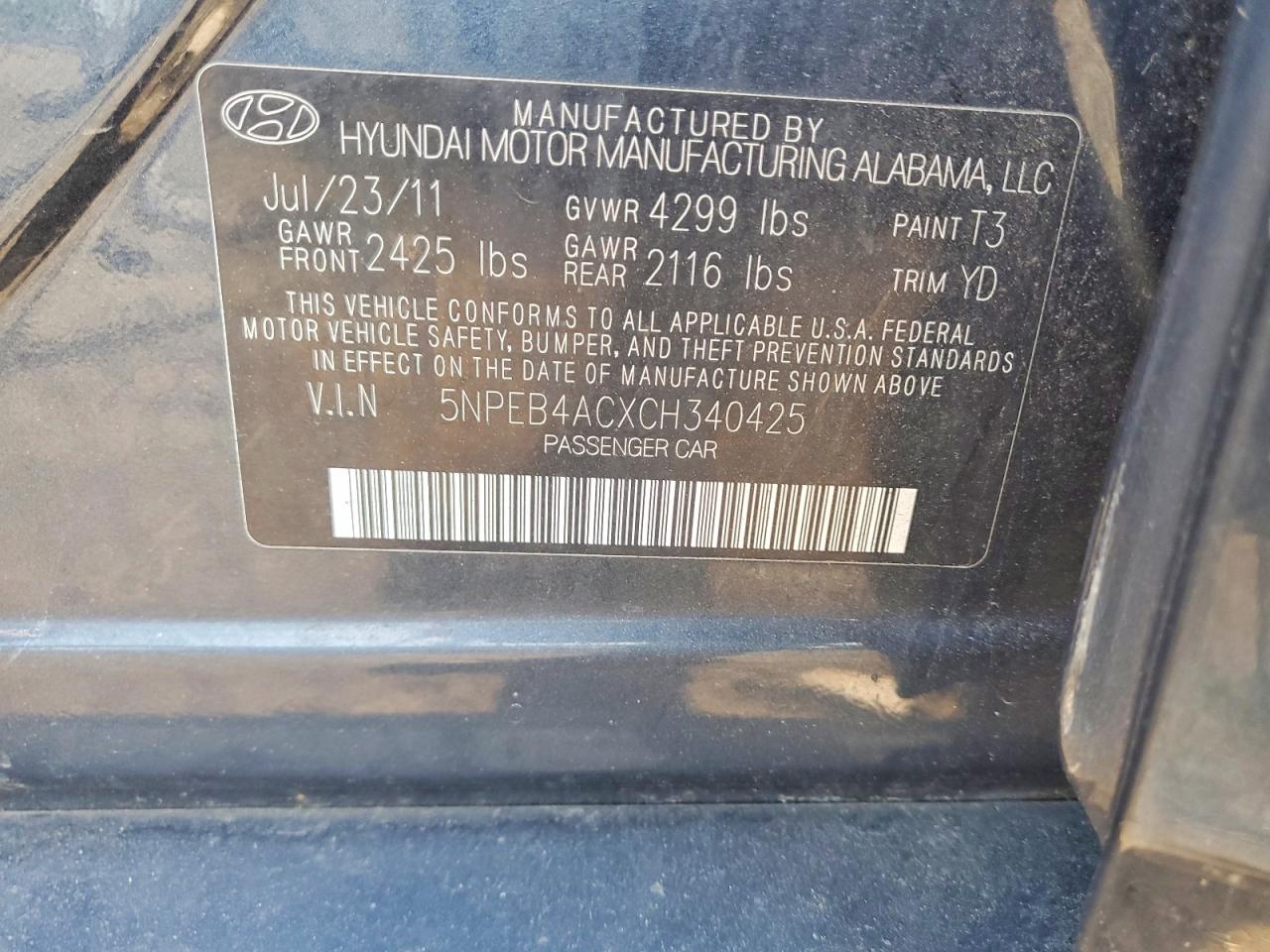 2012 Hyundai Sonata Gls Blue vin: 5NPEB4ACXCH340425