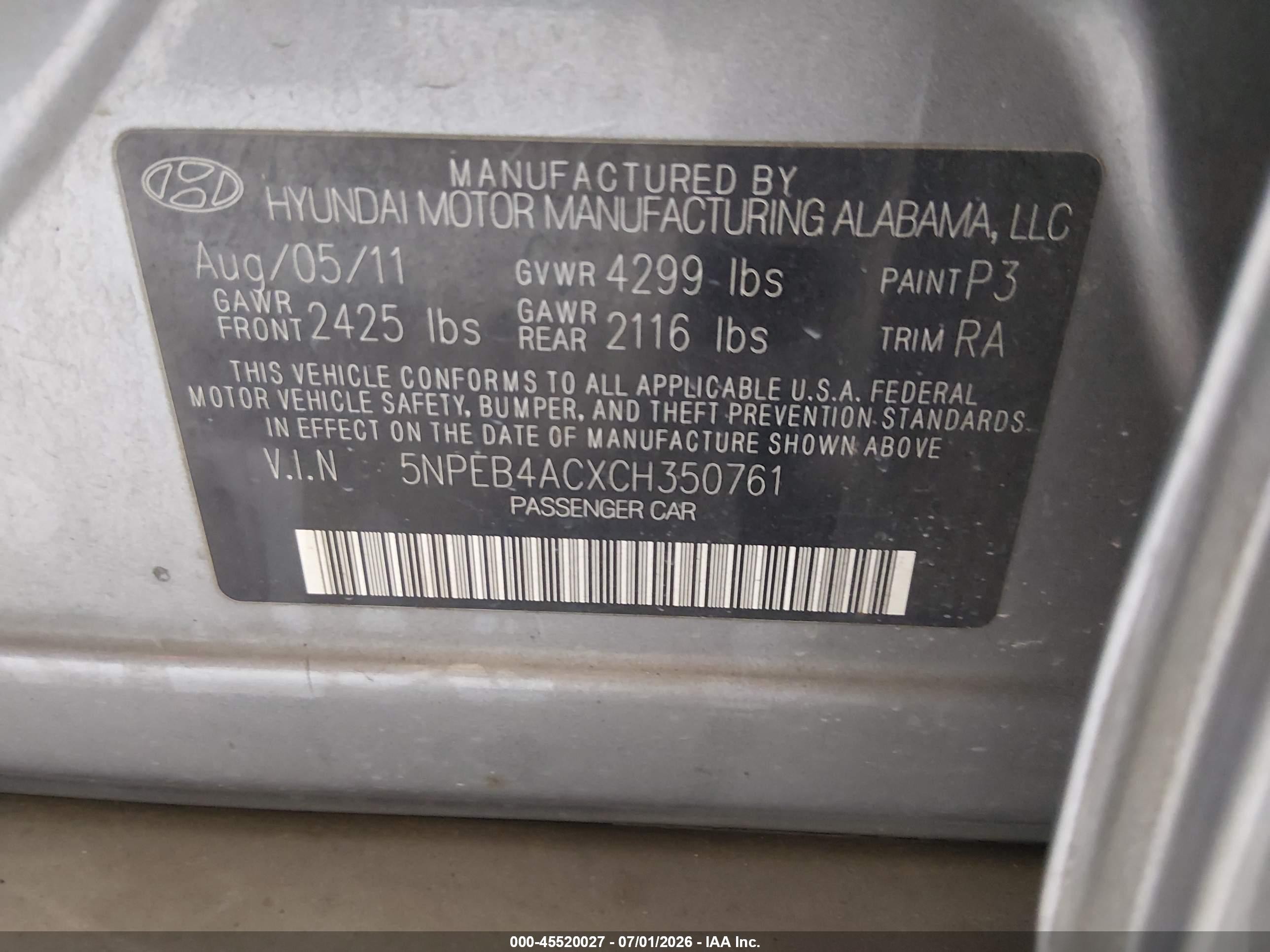 2012 Hyundai Sonata Gls Серебряный vin: 5NPEB4ACXCH350761