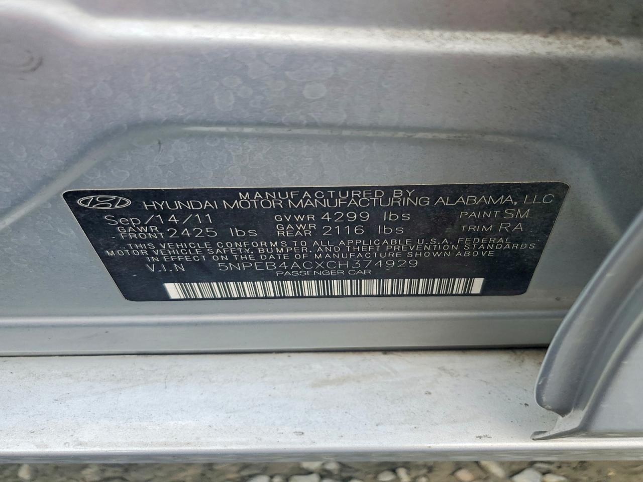 2012 Hyundai Sonata Gls Silver vin: 5NPEB4ACXCH374929