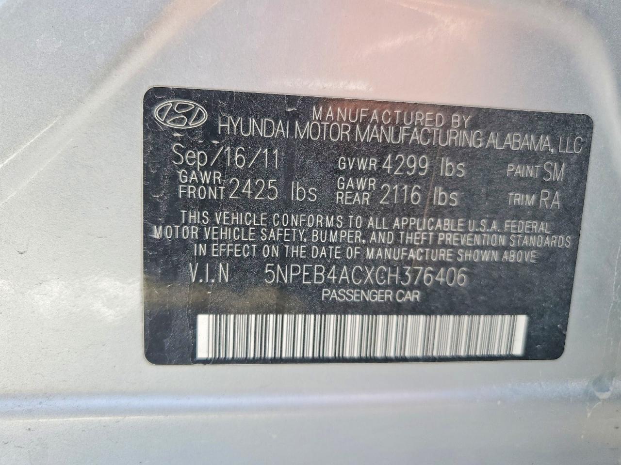 2012 Hyundai Sonata Gls Silver vin: 5NPEB4ACXCH376406