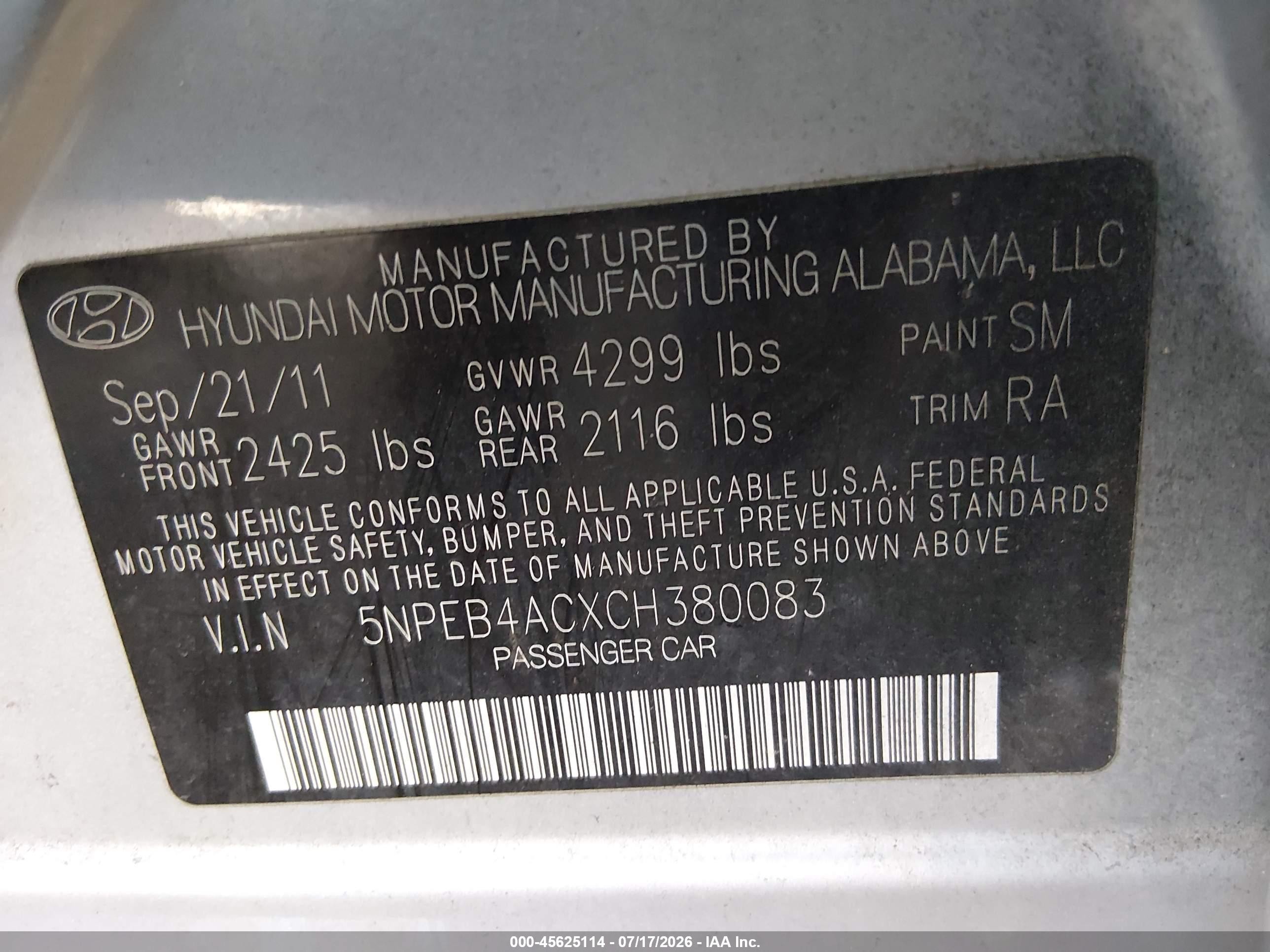 2012 Hyundai Sonata Gls Silver vin: 5NPEB4ACXCH380083