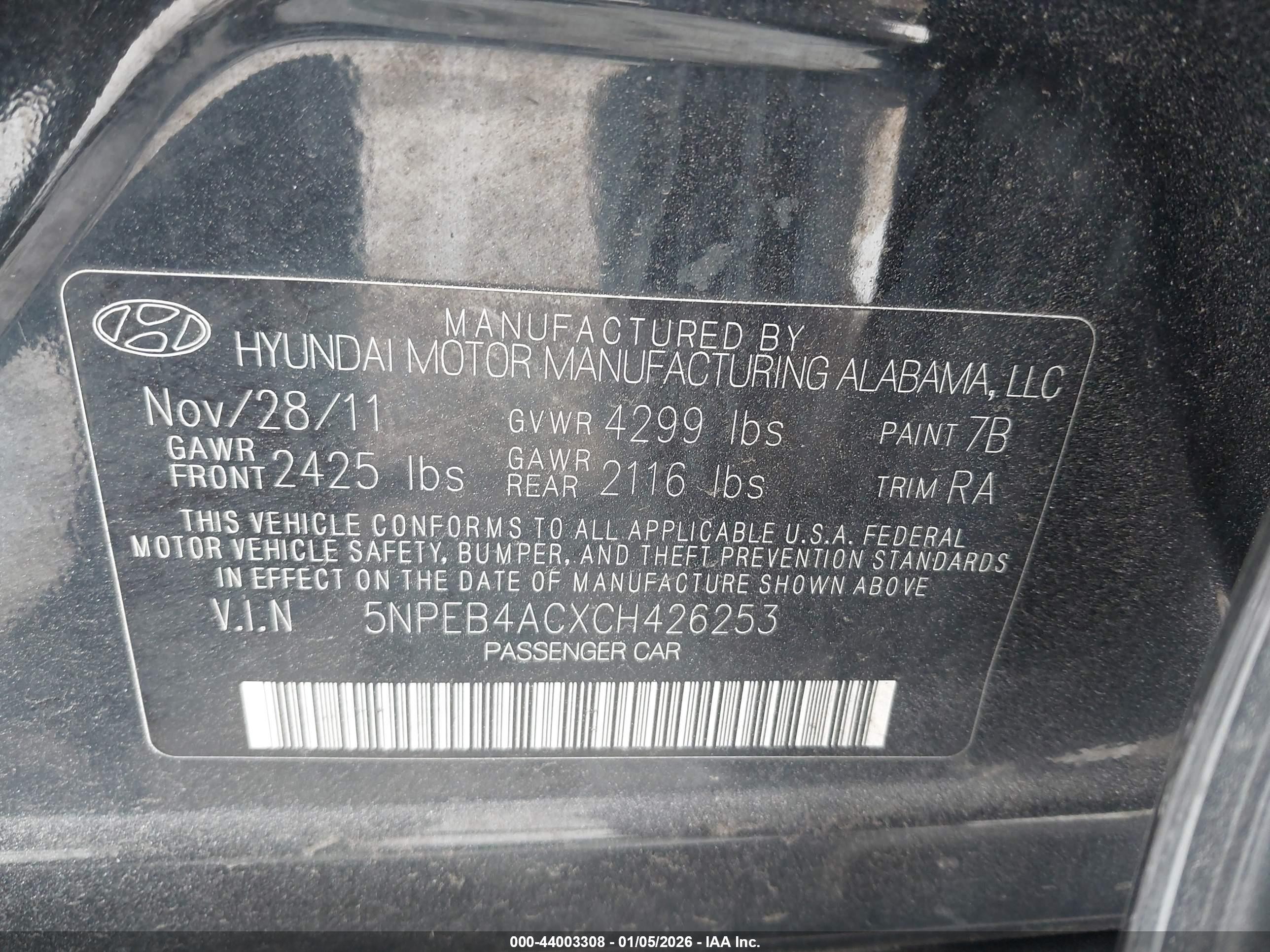 2012 Hyundai Sonata Gls Black vin: 5NPEB4ACXCH426253