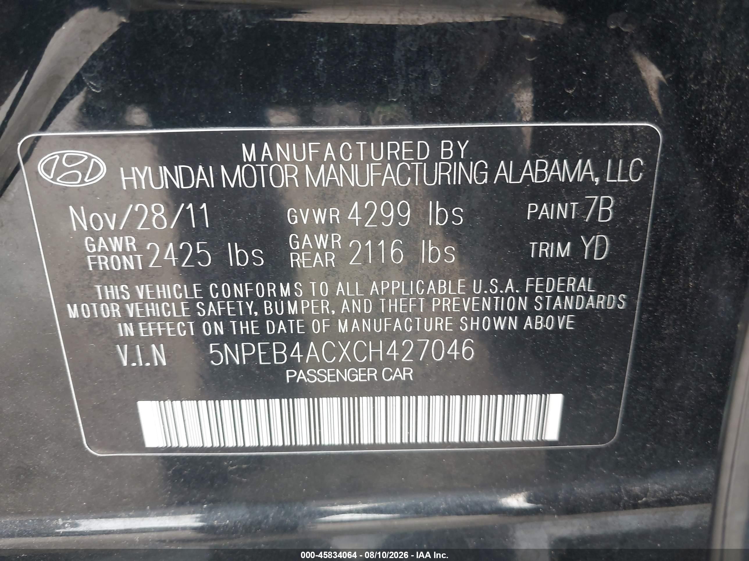 2012 Hyundai Sonata Gls Black vin: 5NPEB4ACXCH427046