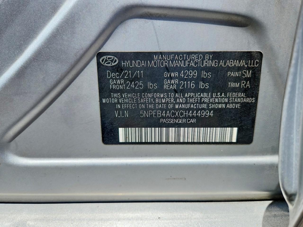 2012 Hyundai Sonata Gls Silver vin: 5NPEB4ACXCH444994