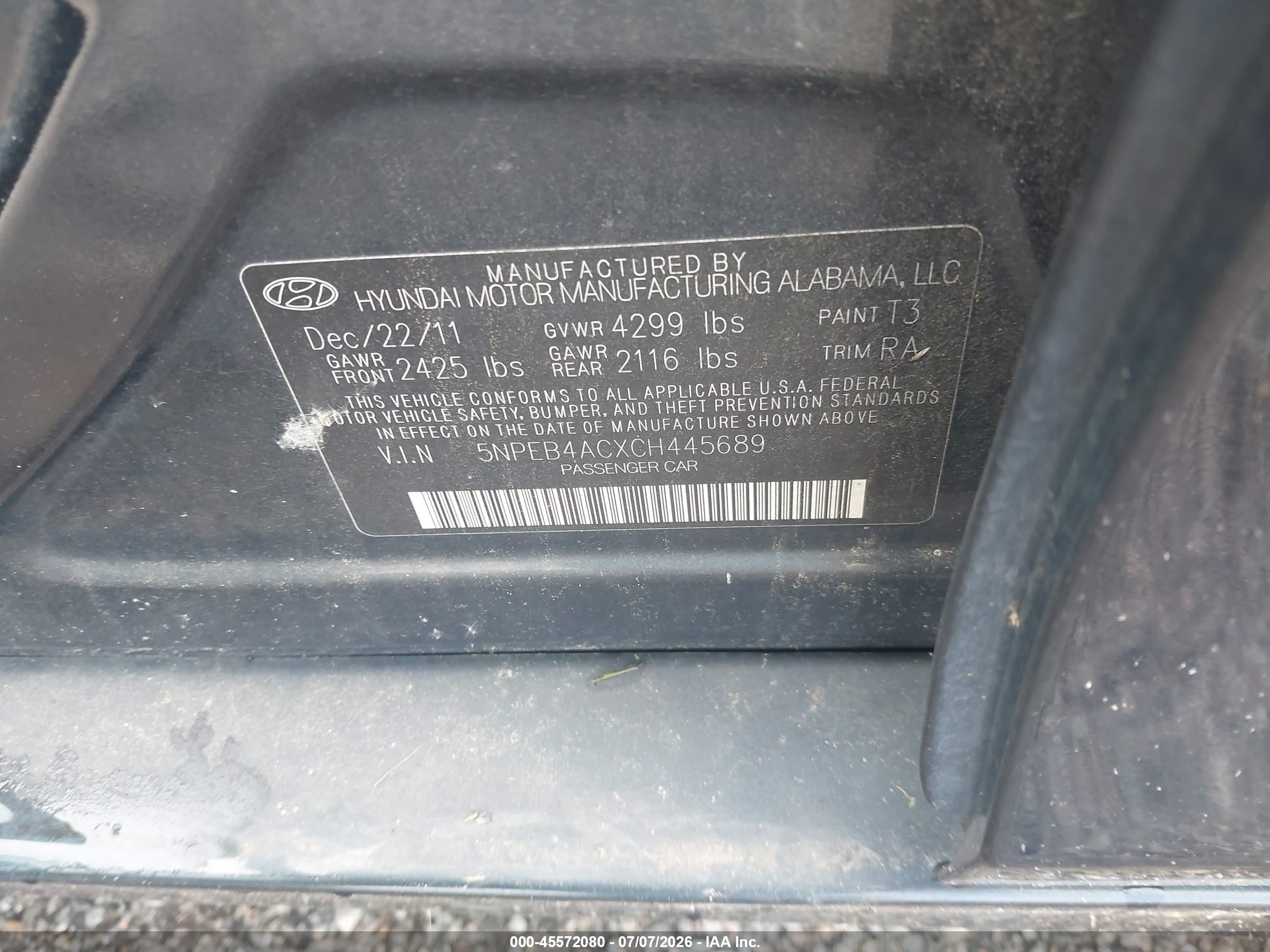 2012 Hyundai Sonata Gls Gray vin: 5NPEB4ACXCH445689
