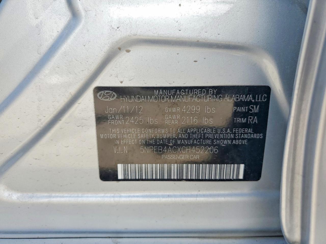 2012 Hyundai Sonata Gls Серебряный vin: 5NPEB4ACXCH452206