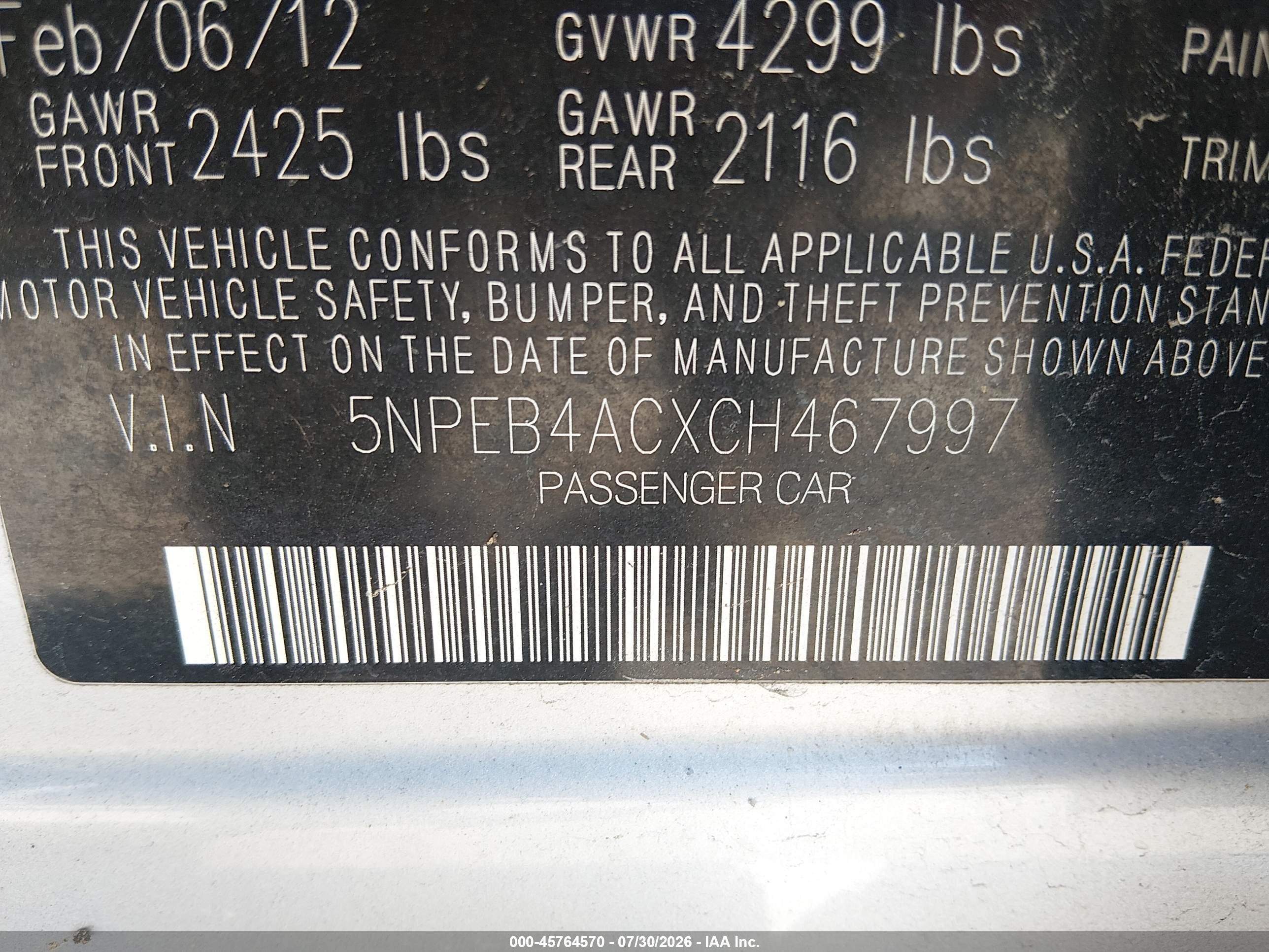 2012 Hyundai Sonata Gls Silver vin: 5NPEB4ACXCH467997