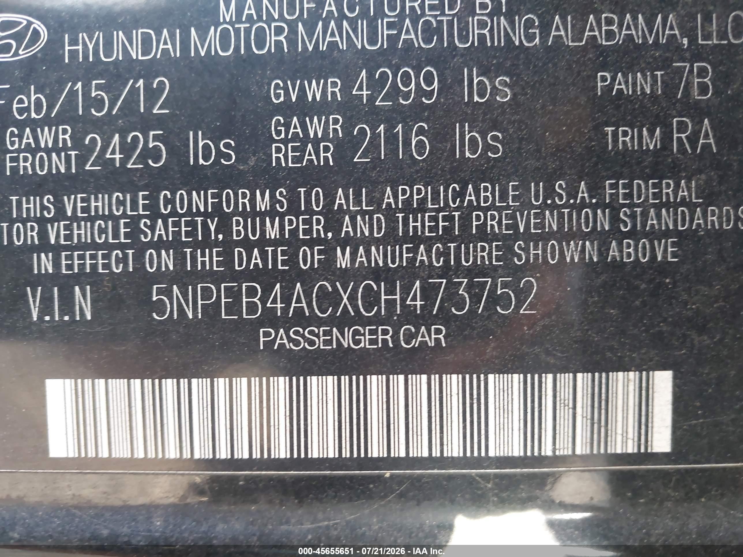 2012 Hyundai Sonata Gls Black vin: 5NPEB4ACXCH473752