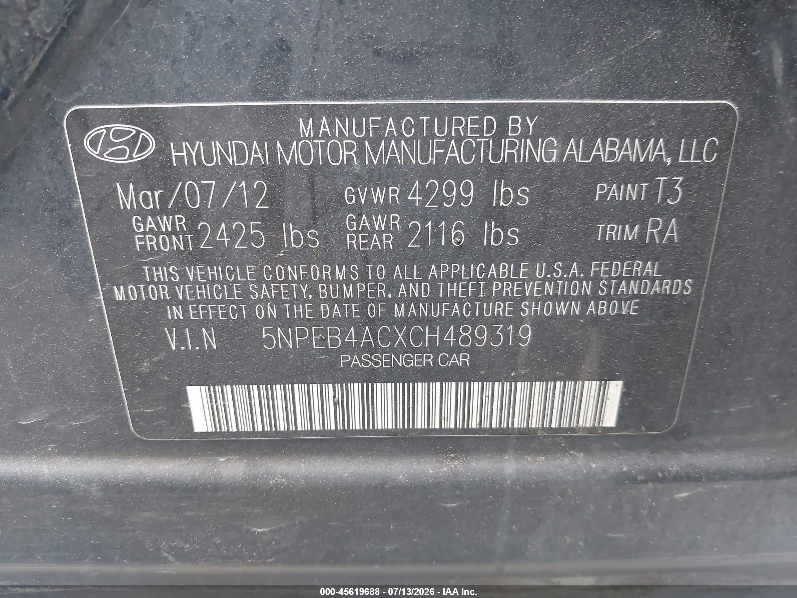 2012 Hyundai Sonata Gls Dark Blue vin: 5NPEB4ACXCH489319
