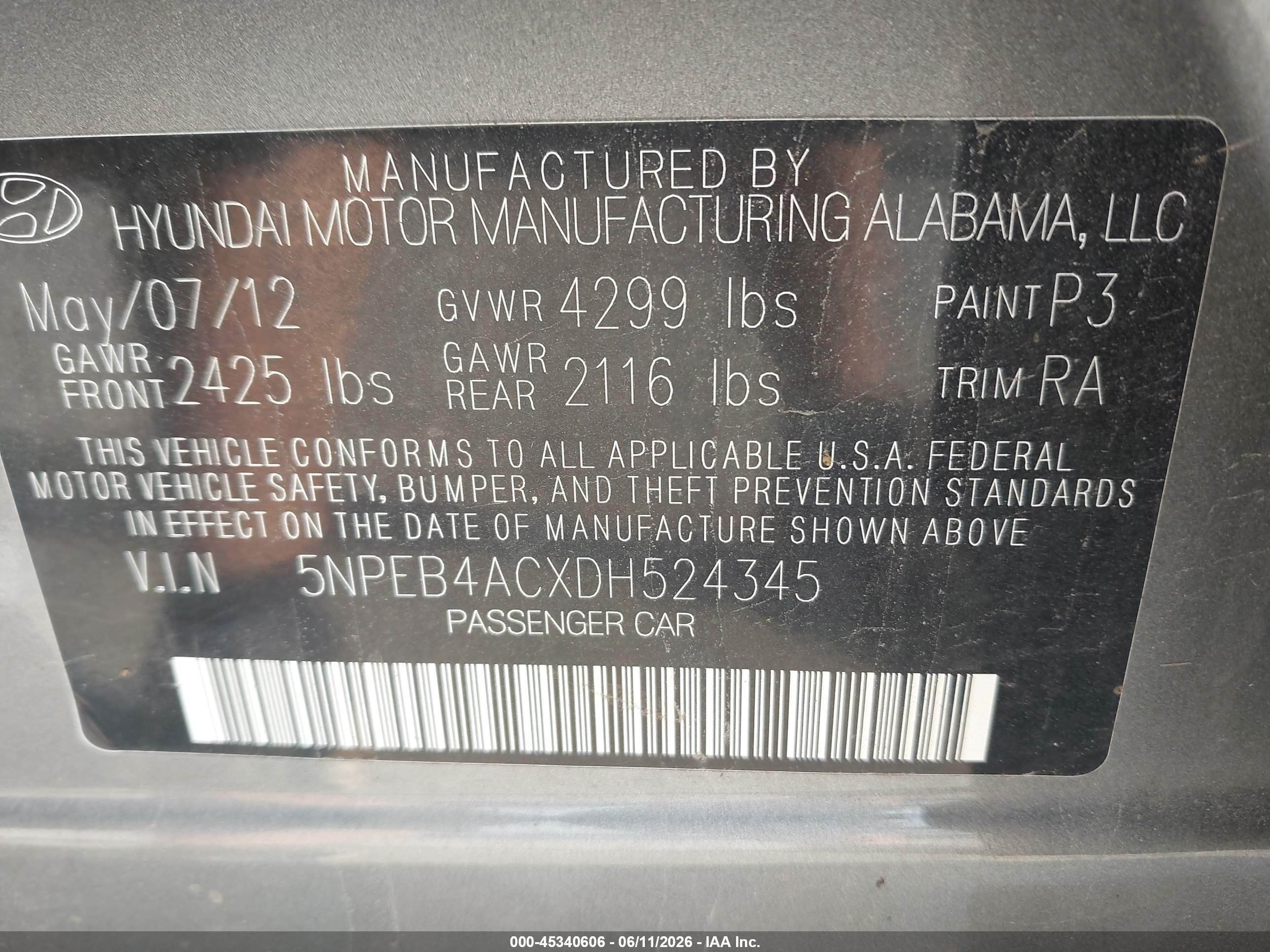 2013 Hyundai Sonata Gls Gray vin: 5NPEB4ACXDH524345