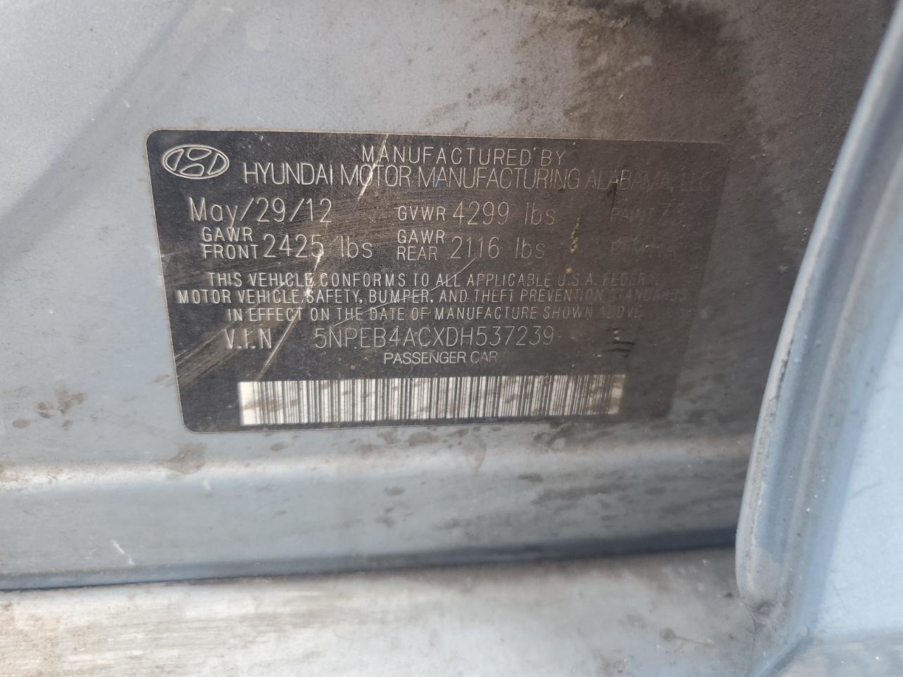 2013 Hyundai Sonata Gls Blue vin: 5NPEB4ACXDH537239