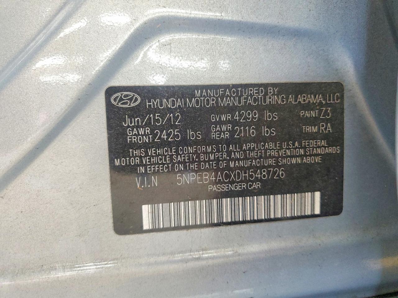 2013 Hyundai Sonata Gls Blue vin: 5NPEB4ACXDH548726