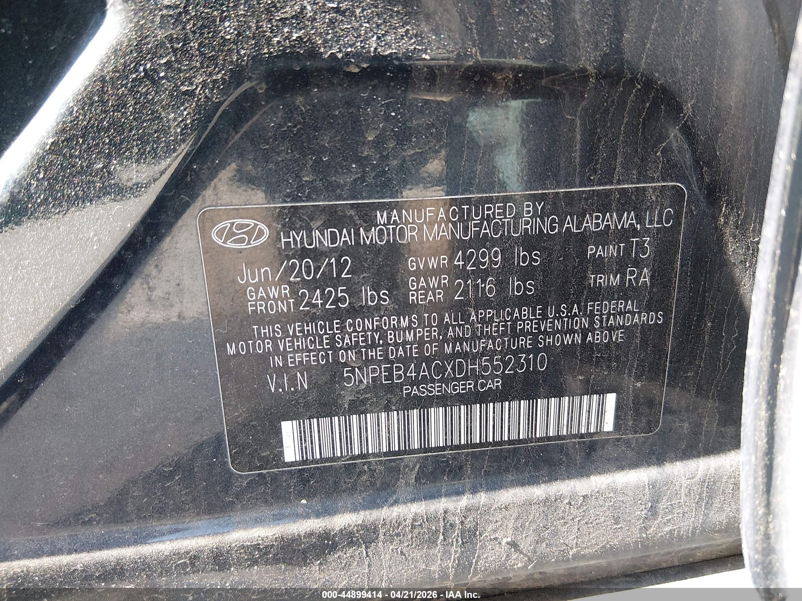 2013 Hyundai Sonata Gls Blue vin: 5NPEB4ACXDH552310
