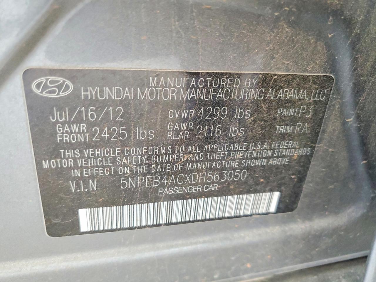 2013 Hyundai Sonata Gls Gray vin: 5NPEB4ACXDH563050
