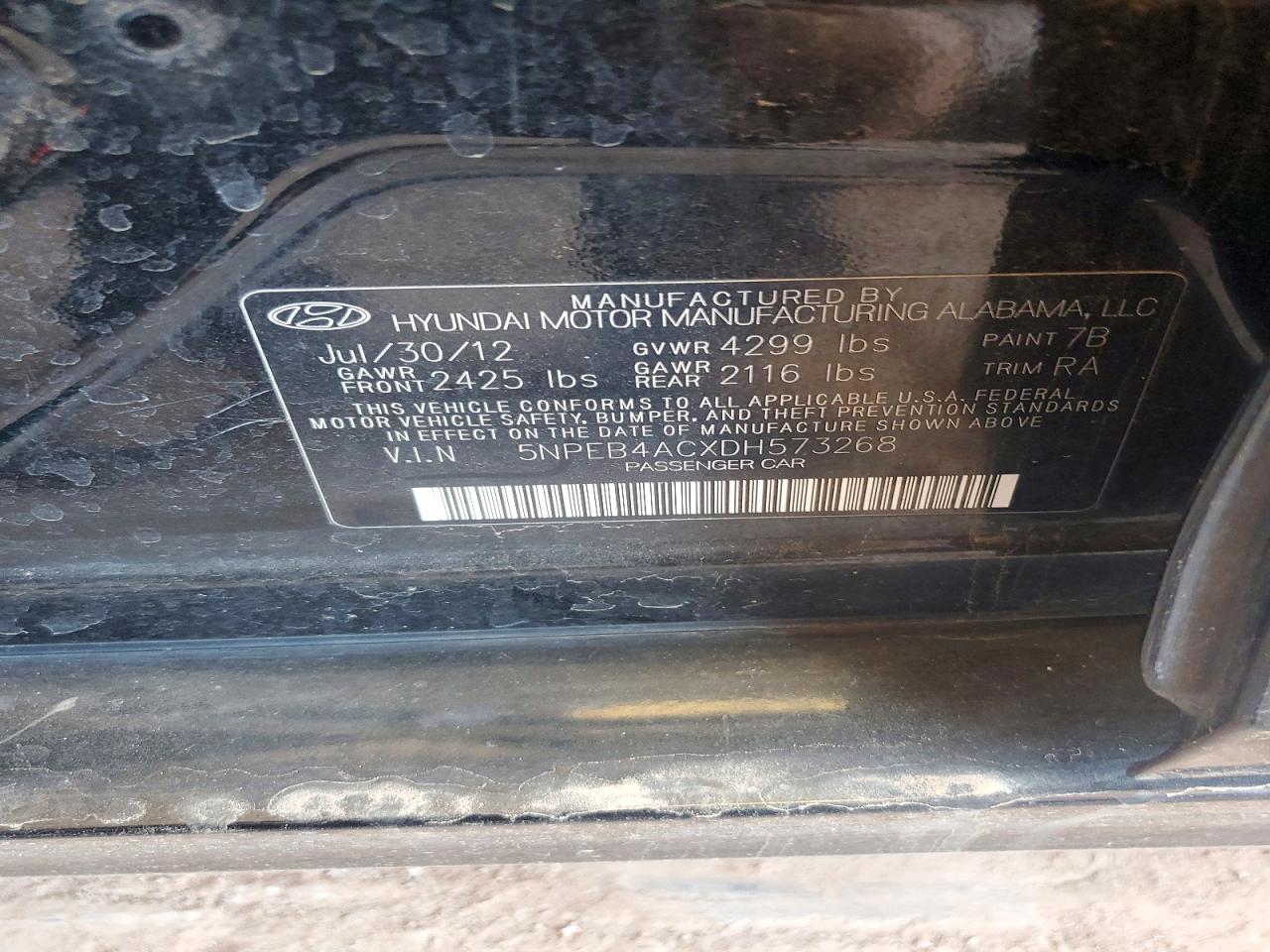 2013 Hyundai Sonata Gls Black vin: 5NPEB4ACXDH573268
