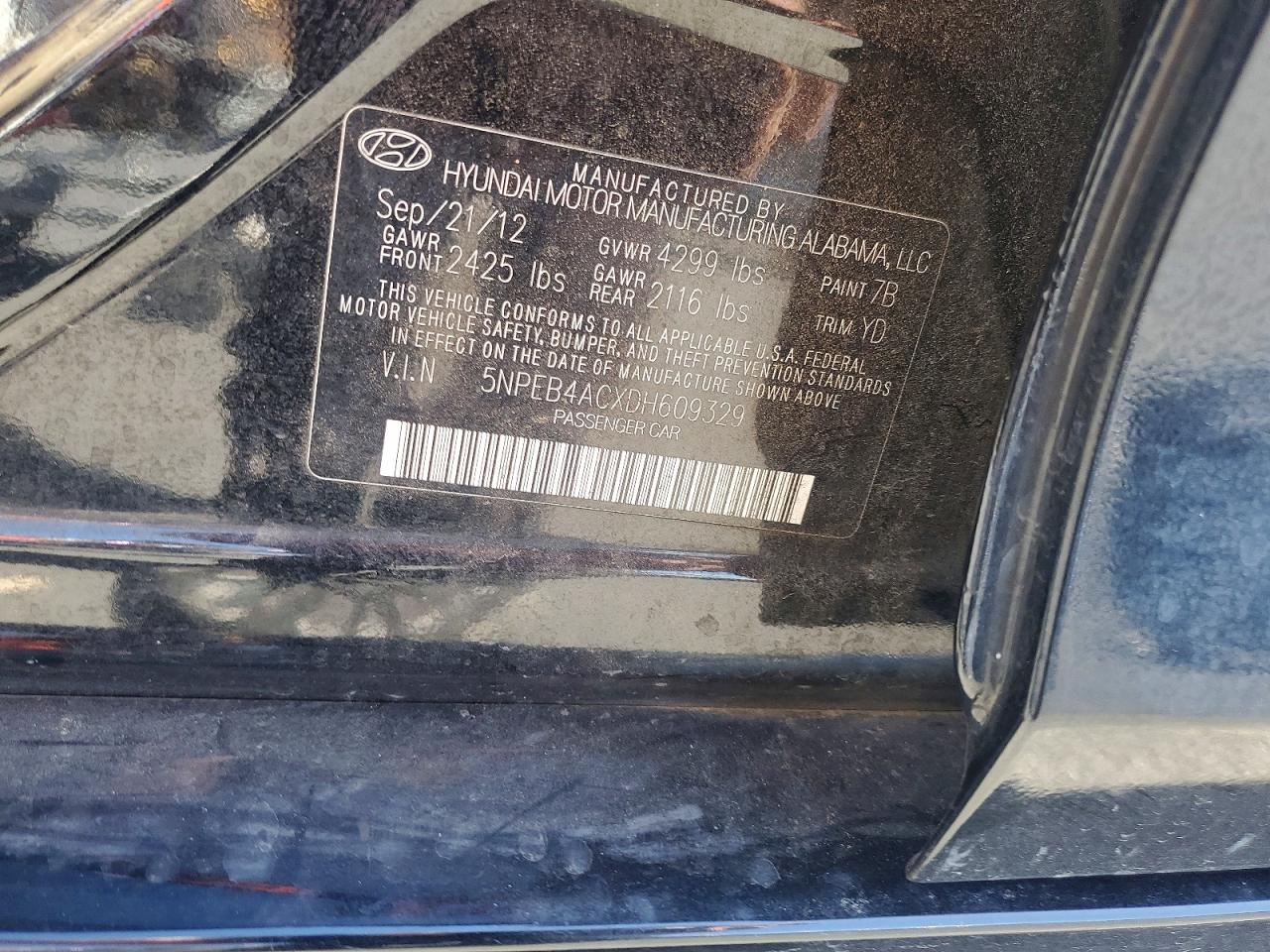 2013 Hyundai Sonata Gls Черный vin: 5NPEB4ACXDH609329