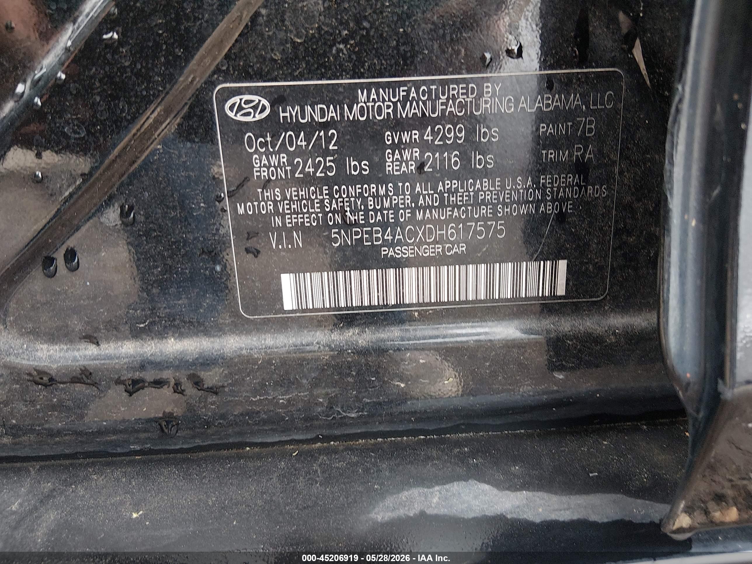 2013 Hyundai Sonata Gls Black vin: 5NPEB4ACXDH617575