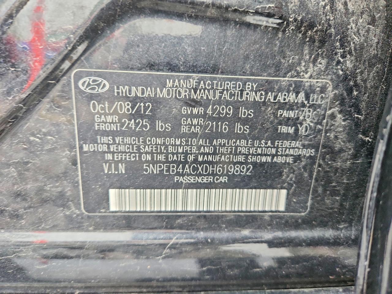 2013 Hyundai Sonata Gls Black vin: 5NPEB4ACXDH619892