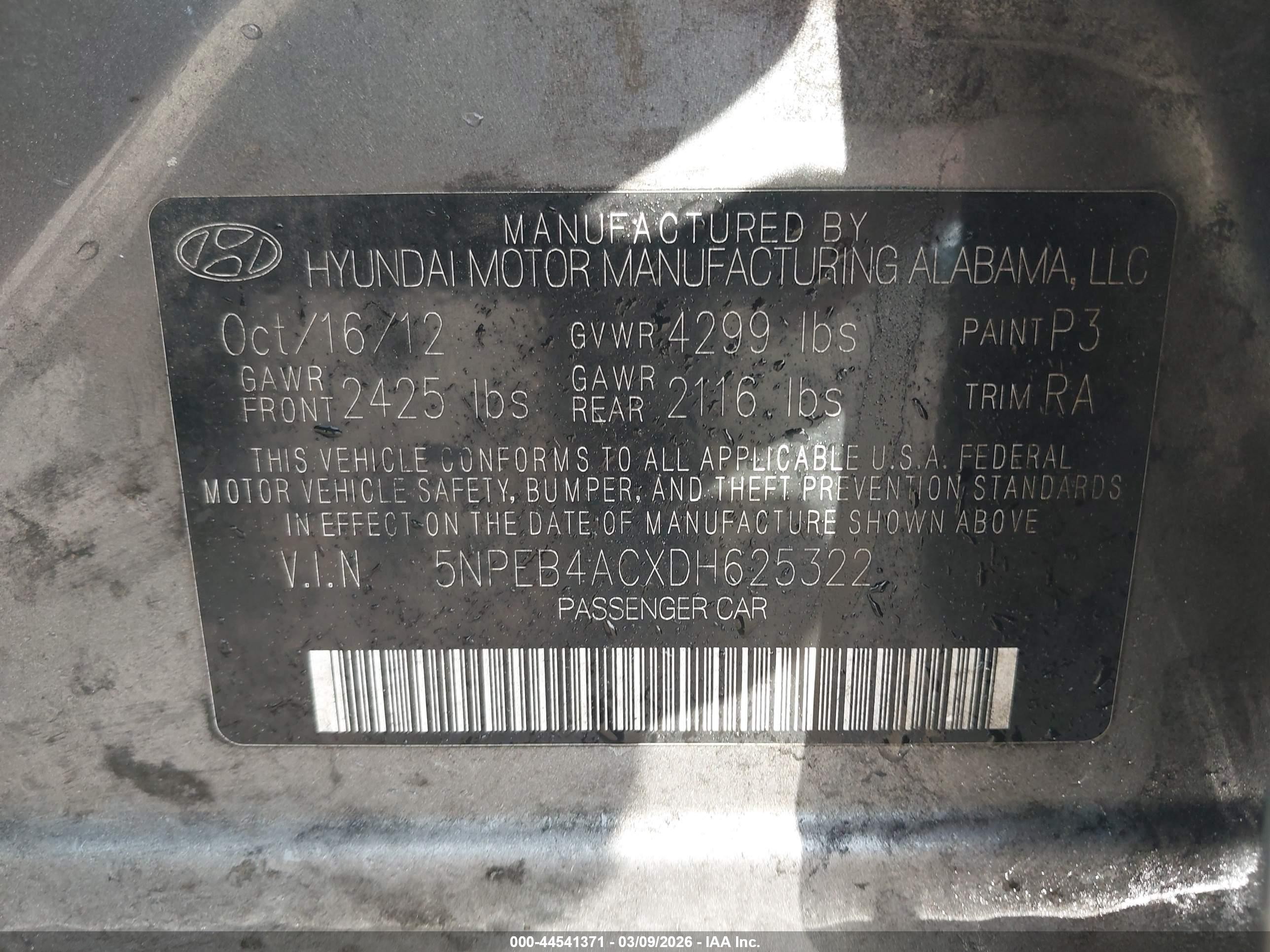 2013 Hyundai Sonata Gls Gray vin: 5NPEB4ACXDH625322
