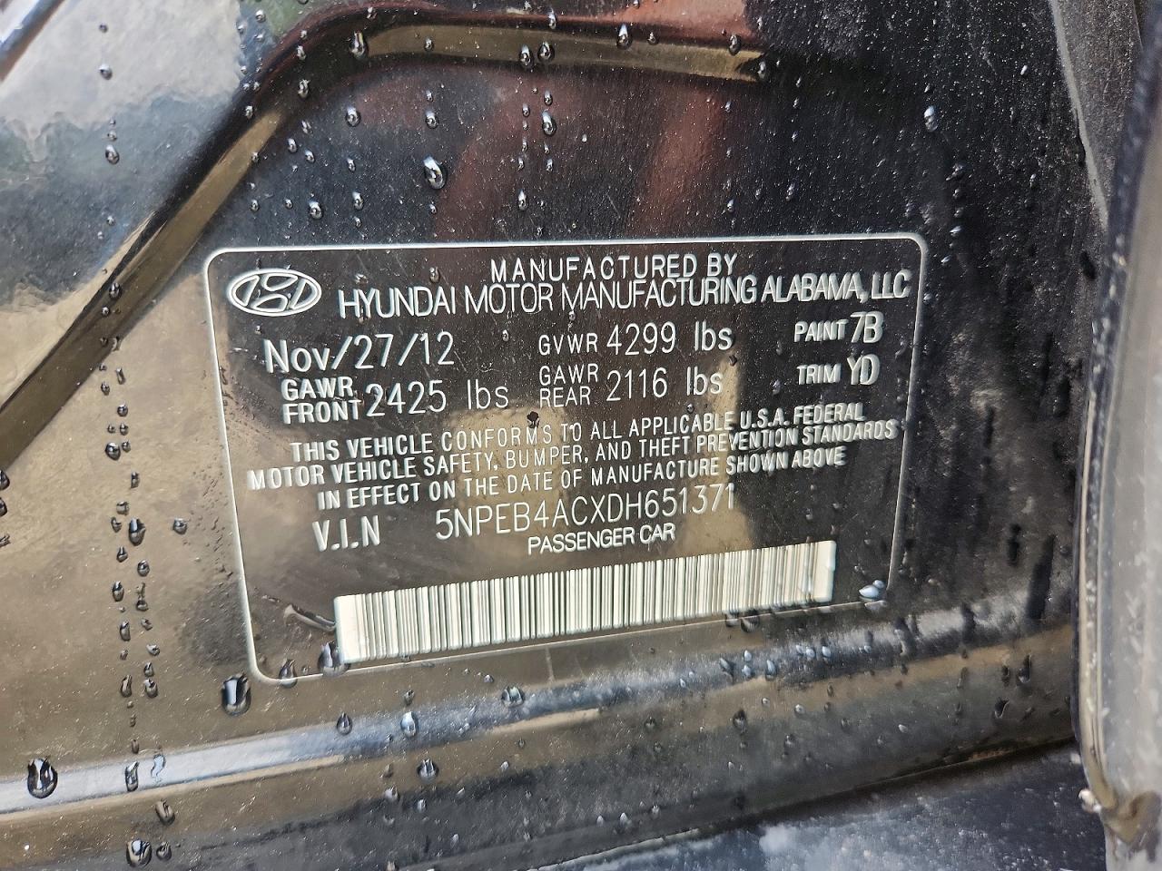 2013 Hyundai Sonata Gls Black vin: 5NPEB4ACXDH651371