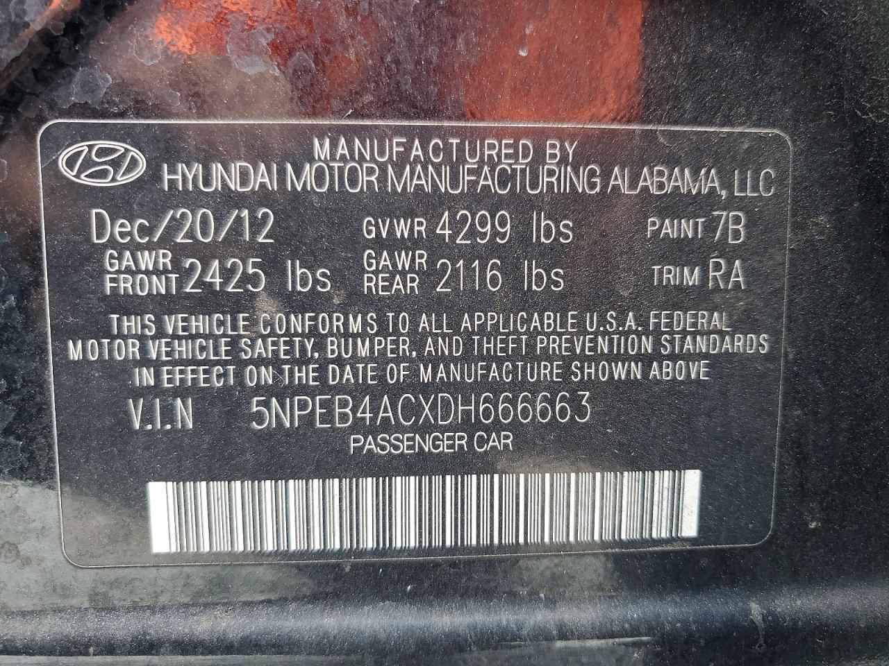 2013 Hyundai Sonata Gls Черный vin: 5NPEB4ACXDH666663