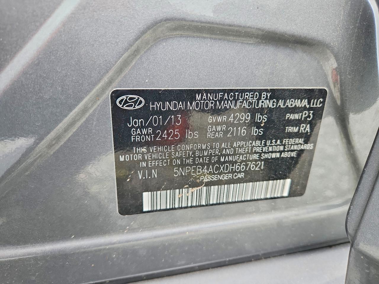 2013 Hyundai Sonata Gls Gray vin: 5NPEB4ACXDH667621