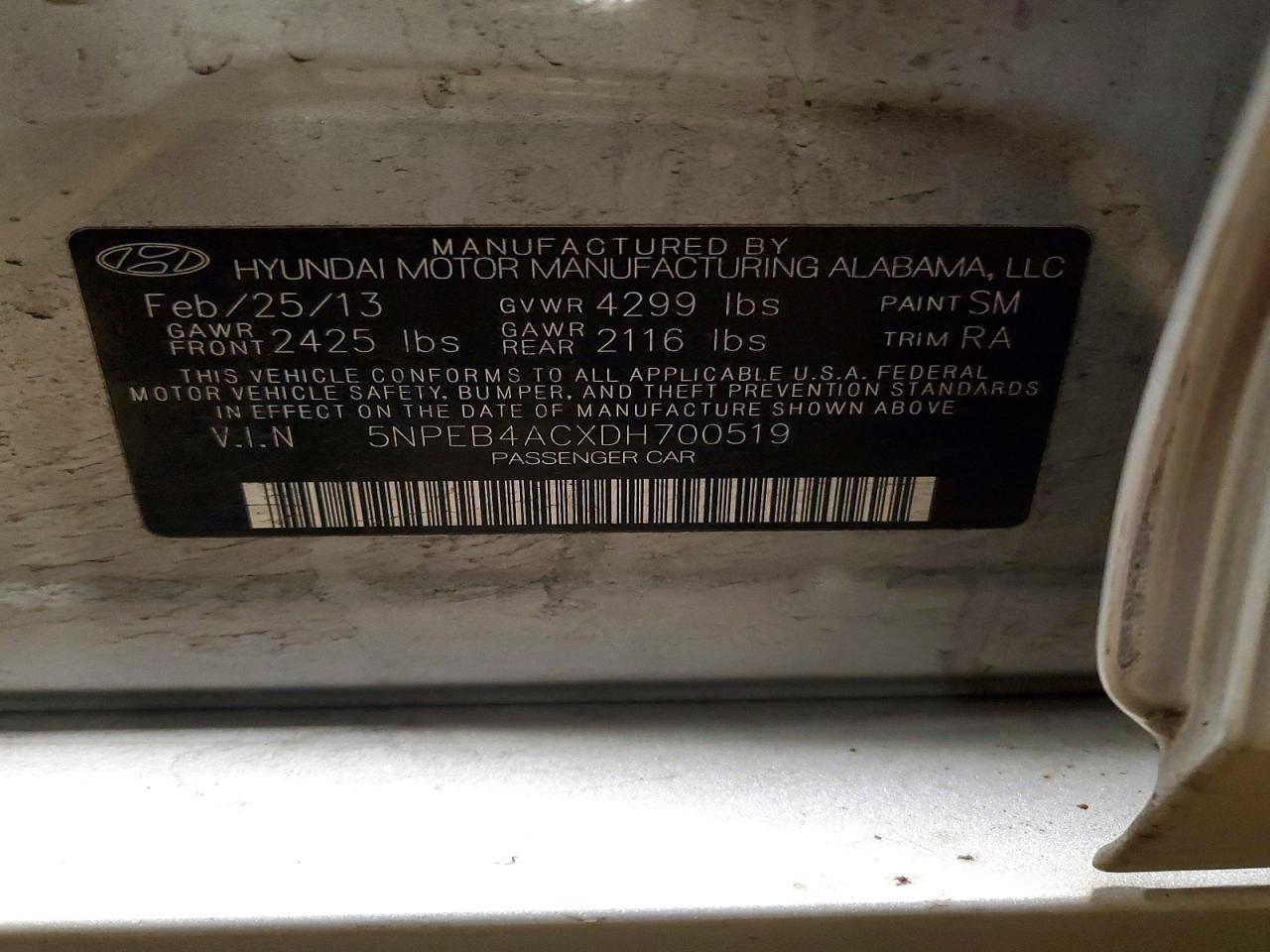 2013 Hyundai Sonata Gls Silver vin: 5NPEB4ACXDH700519