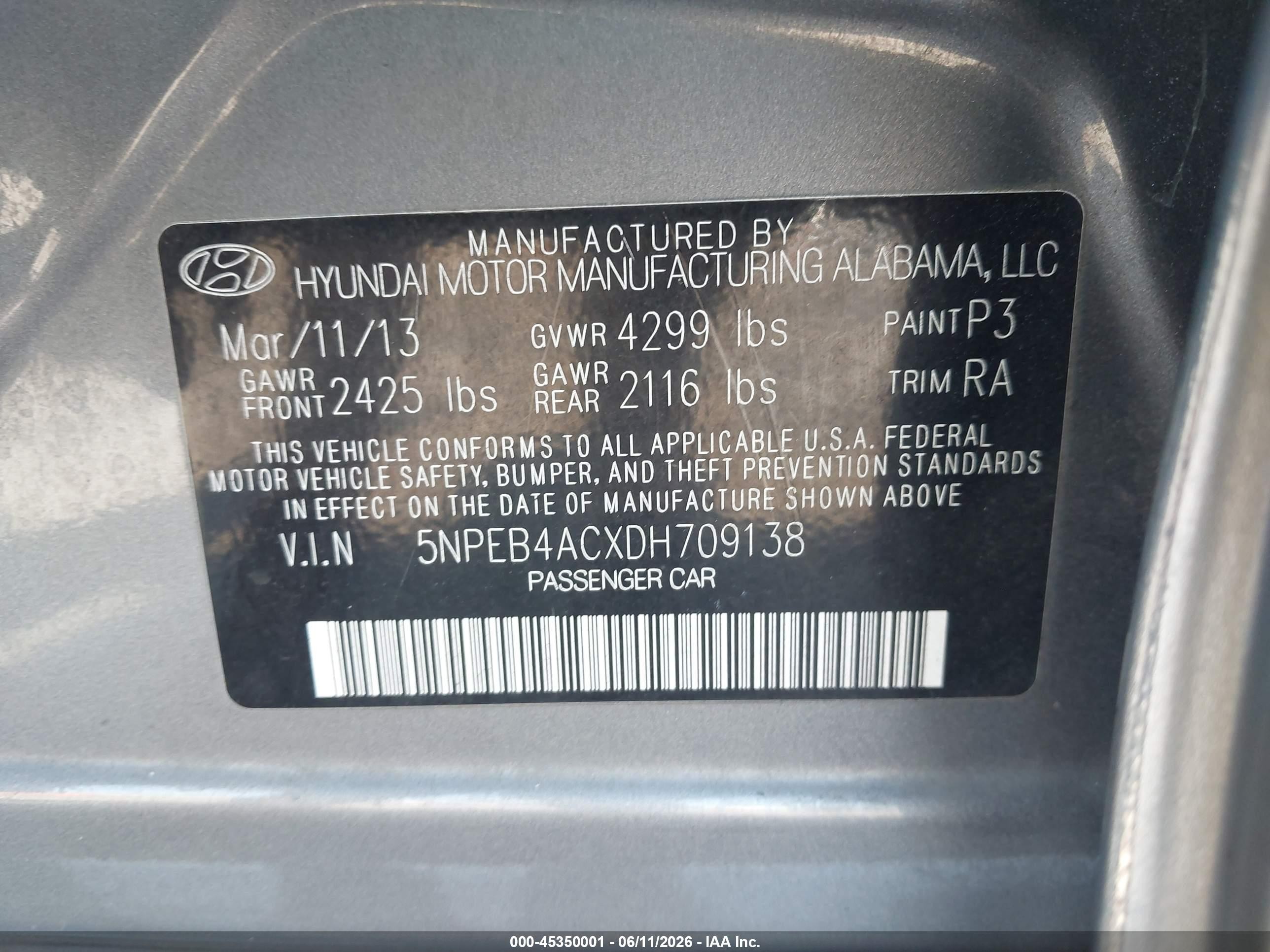 2013 Hyundai Sonata Gls Gray vin: 5NPEB4ACXDH709138