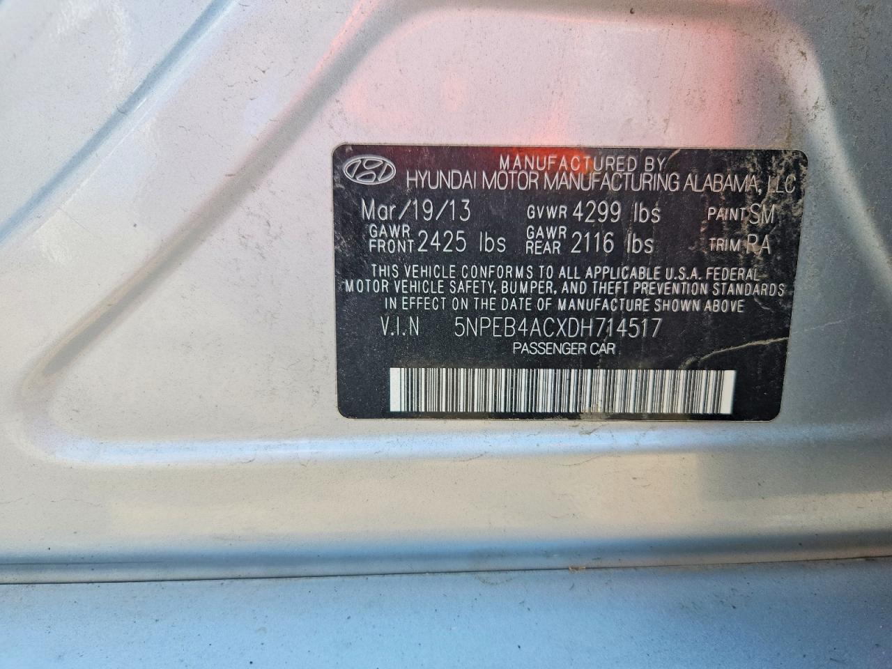 2013 Hyundai Sonata Gls Silver vin: 5NPEB4ACXDH714517