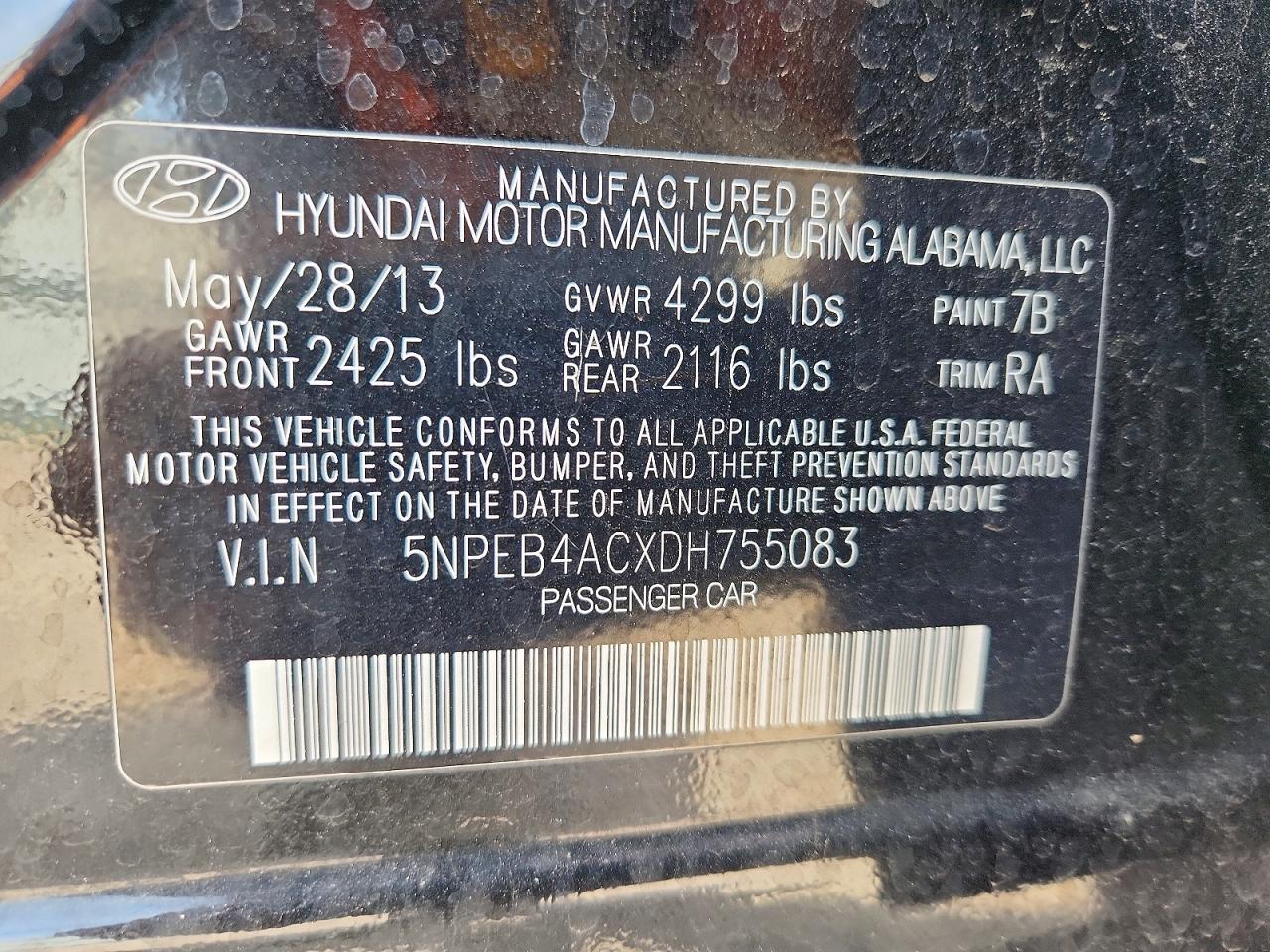 2013 Hyundai Sonata Gls Black vin: 5NPEB4ACXDH755083