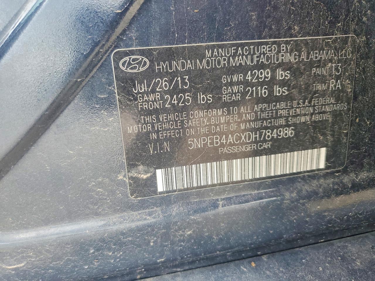 2013 Hyundai Sonata Gls Угольный vin: 5NPEB4ACXDH784986