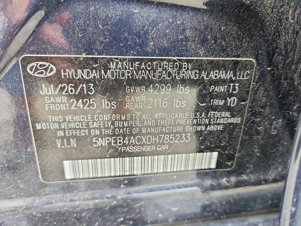 2013 Hyundai Sonata Gls Blue vin: 5NPEB4ACXDH785233