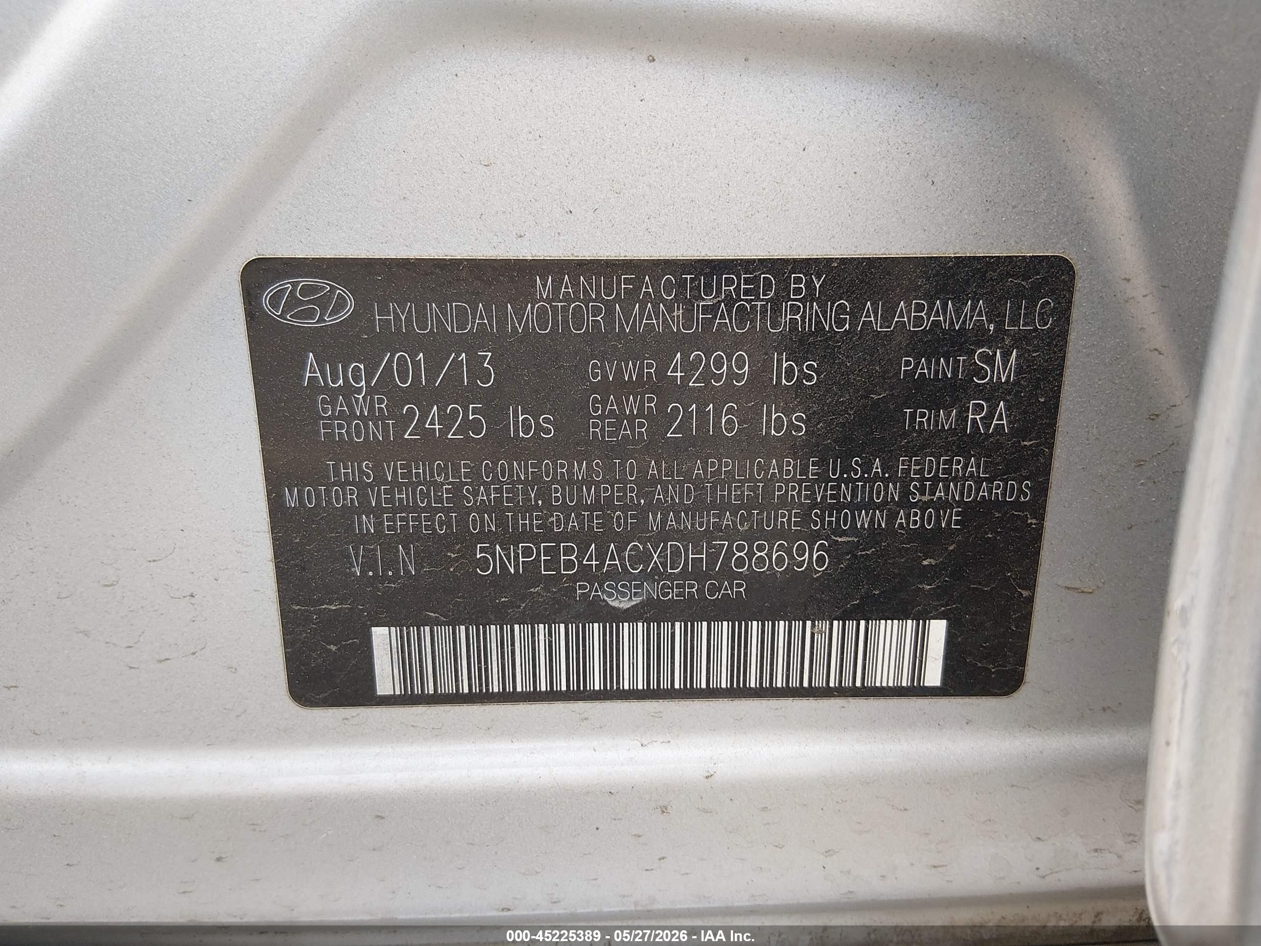 2013 Hyundai Sonata Gls Silver vin: 5NPEB4ACXDH788696