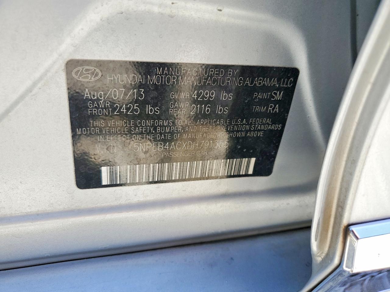 2013 Hyundai Sonata Gls Silver vin: 5NPEB4ACXDH791355