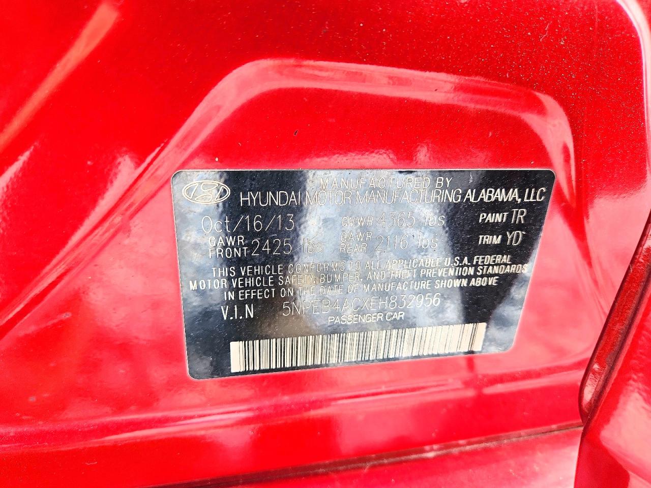 2014 Hyundai Sonata Gls Red vin: 5NPEB4ACXEH832956