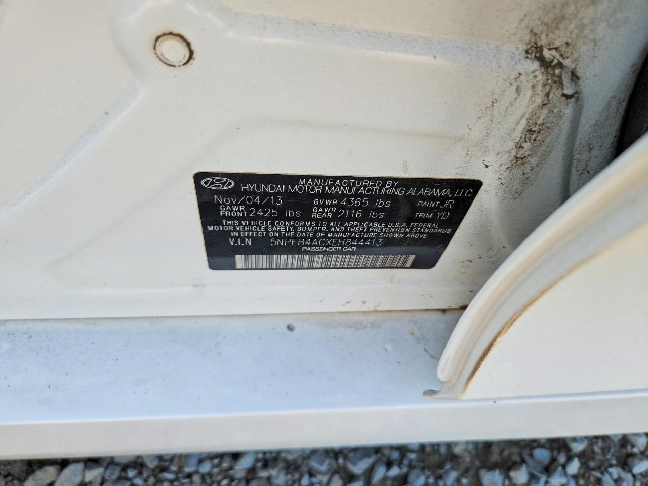 2014 Hyundai Sonata Gls White vin: 5NPEB4ACXEH844413