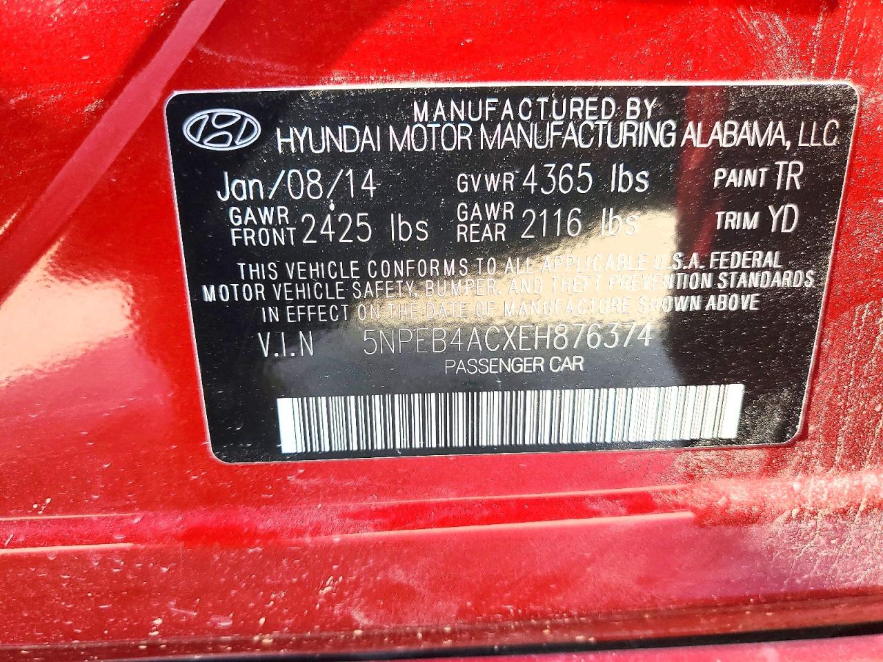 2014 Hyundai Sonata Gls Красный vin: 5NPEB4ACXEH876374